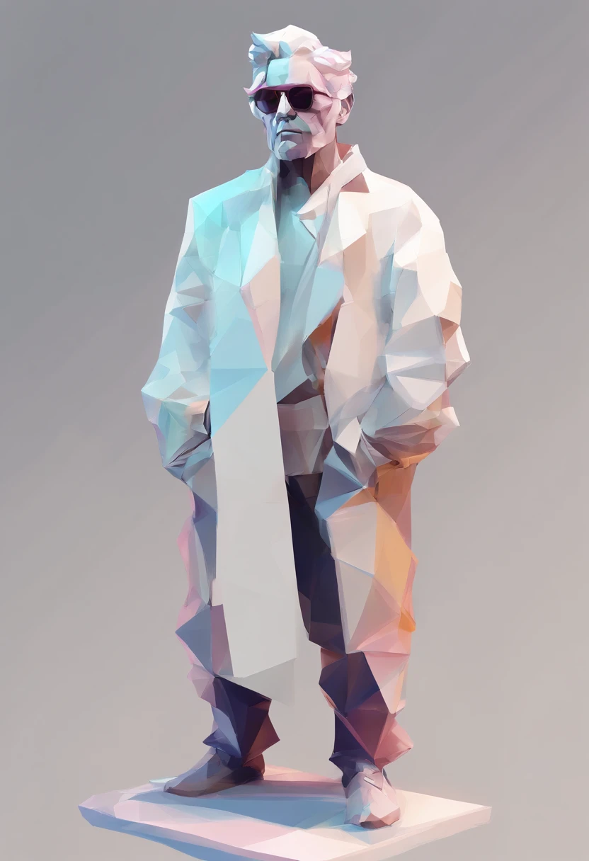 Perfect alignment, Sand monk in jacket,crystal vases,Rose flower, Wearing sunglasses, cheerfulness, Standing position, Abstract beauty, Centered, Looking at the camera, Facing the camera, nearing perfection, Dynamic, Highly detailed, smooth, Sharp focus, 8K, high definition resolution, illustration, Art by Carne Griffiths and Wadim Kashin, White background