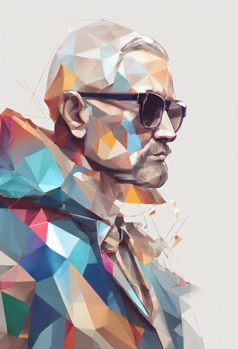 Perfect alignment, Sand monk in jacket，crystal vases，Rose flower, Wearing sunglasses, cheerfulness, Standing position, Abstract beauty, Centered, Looking at the camera, Facing the camera, nearing perfection, Dynamic, Highly detailed, smooth, Sharp focus, 8K, high definition resolution, illustration, Art by Carne Griffiths and Wadim Kashin, White background