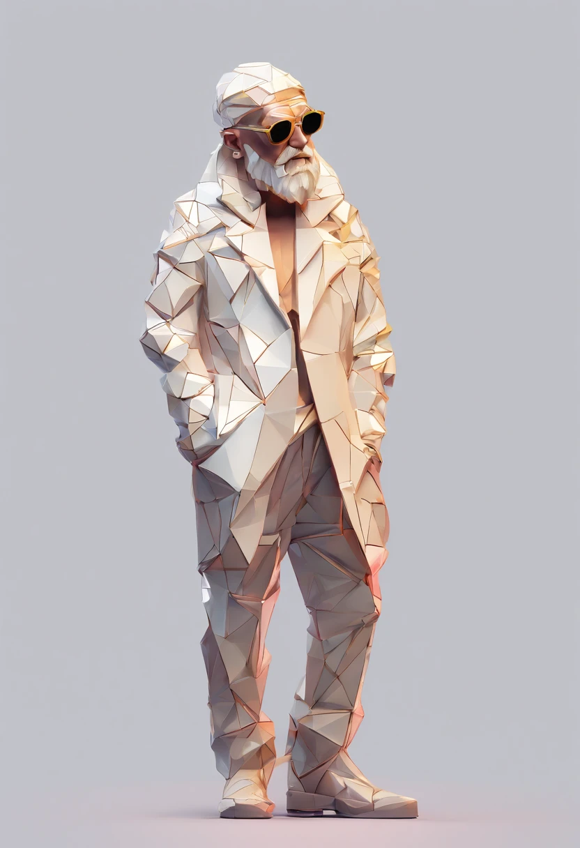 Perfect alignment, Sand monk in jacket,crystal vases,Rose flower, Wearing sunglasses, cheerfulness, Standing position, Abstract beauty, Centered, Looking at the camera, Facing the camera, nearing perfection, Dynamic, Highly detailed, smooth, Sharp focus, 8K, high definition resolution, illustration, Art by Carne Griffiths and Wadim Kashin, White background