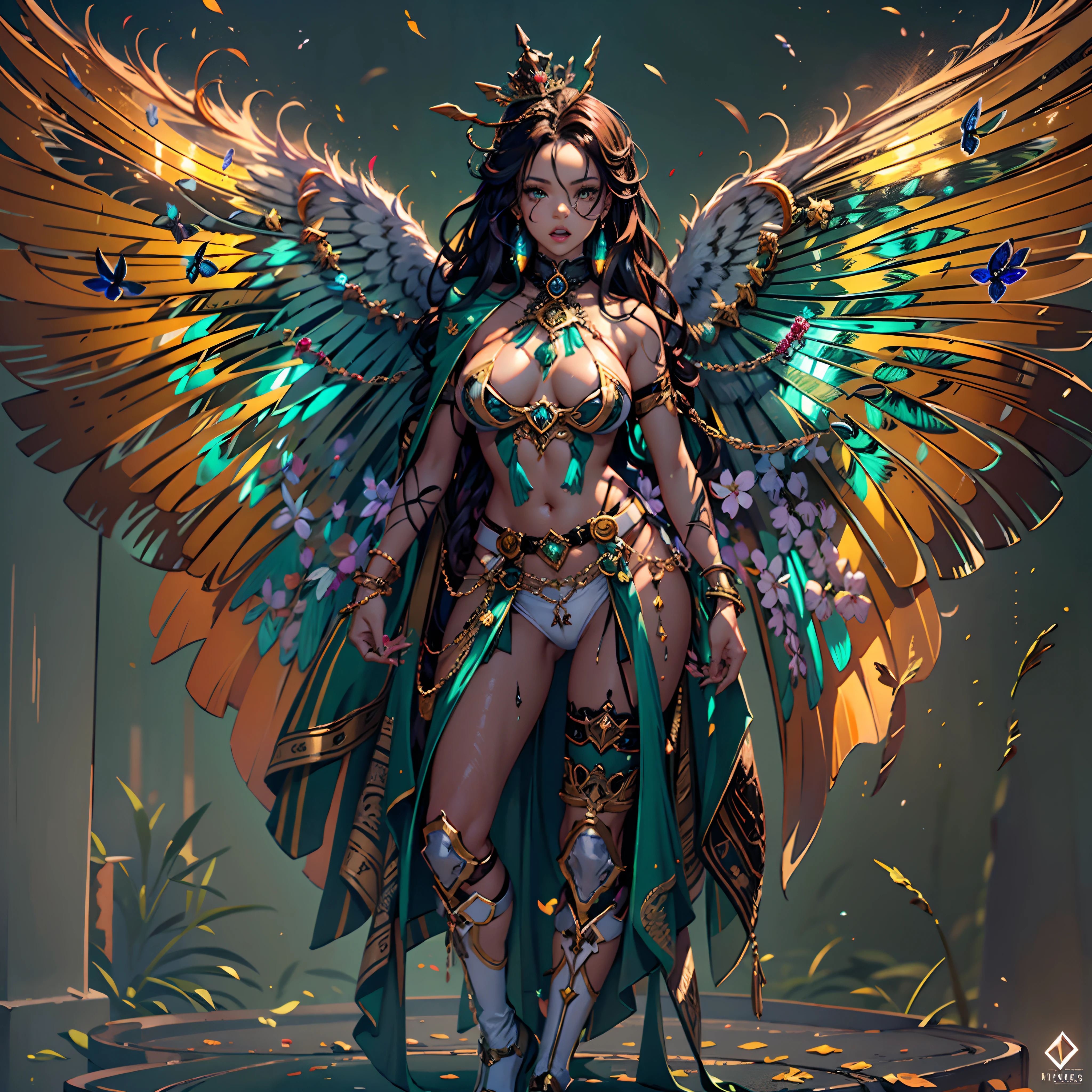 Masterpiece epic Diva Sunlight luminescence volumetric lightning contrast global illumination saturate ultra_high-resolution meticulously intricate analogique pro-photo-realistic ultra_high_quality ultra_high_detail optimal accurate cgi vfx sfx reflex 3dcg max color-coded extreme improved Octane_rendered UHD XT3 64K 32K 16K 8K DSLR HDR unrealengine5 romm rgb pbr 3dcg fxaa blu-ray fkaa txaa rtx ssao enhanced ultra_sharpness ecstatic graduate Will-o'-the-wisp pixie sprite iota garden conceptual angel female Jinx glamour walking Chevaleresque "Rihanna" Cosplay aristocratic Goddess surmounted wings surrounded intertwined feather éblouissantes Valkyrie-wings symmetrical athletic Native tanmed skin african dreads obvious agate perfect divine cheekbones effects reddened embarrassed lazuli gorgeous beautiful_Eyes Brown Pupils Black Iris Turquoise Sapphires Open Mouth Teeth Smiles tongue wet pilot Jacket Floating fringe Pearls Eccentric Cape Levitating Shoulders-Off chemise blanches dentelles clavicules papillotes reveal breasts falling sideboob felt satin orange corsait yellow spinel thick leather skirt soies assortie amples nombril revealing heart belt_chastity crux diamond cadena pubic scarlet pubis-hairy obvious indigo Size silver adorned padlock Gold thighs legs garters Gothic inox boots decorated onyx, Sun urban Outdoor Forest Beholder "medieval" outfits priestess ruby background equirectangular 360 mirror glass reflection monastery opal marble deep path ombre Sundrop lantern decorated dramatic mannequin armor chrome chain flat bands fathoms "Heavy Metal" richly lys rune rose ornate emerald plasma glyph Tourmaline wood leaf Earth engraving lava magic summon monster viceroy incandescent Crystalline invocation creature Queen Bee (EOS R6 135mm 1/1250s f/2.8 ISO400) bees conjuration monarch flowering butterfly dog howling floraison Shiba_Inu CGSCOSITY Hearth Ark Church "Ouroboros" Caduceus Cathedral chef-d' tatoo Bruce_Weber sex girl naked nsfw varied multi etc.