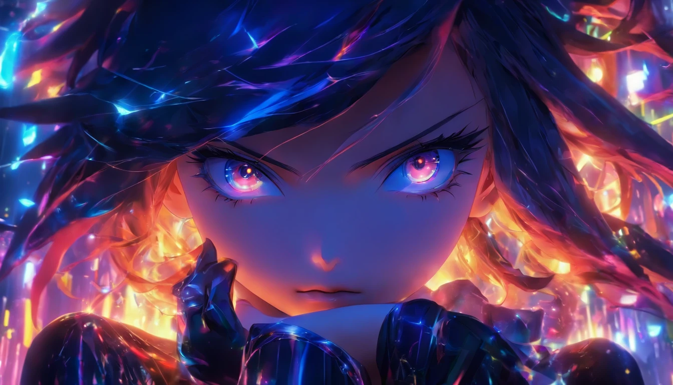 ((Best Quality, 8K)), Working on a computer, Detailed eyes, Detailed face, 1人の女性, Beautuful Women, assist々Kiki, Slim Face, Black Suit, Double eyelids, Sit up