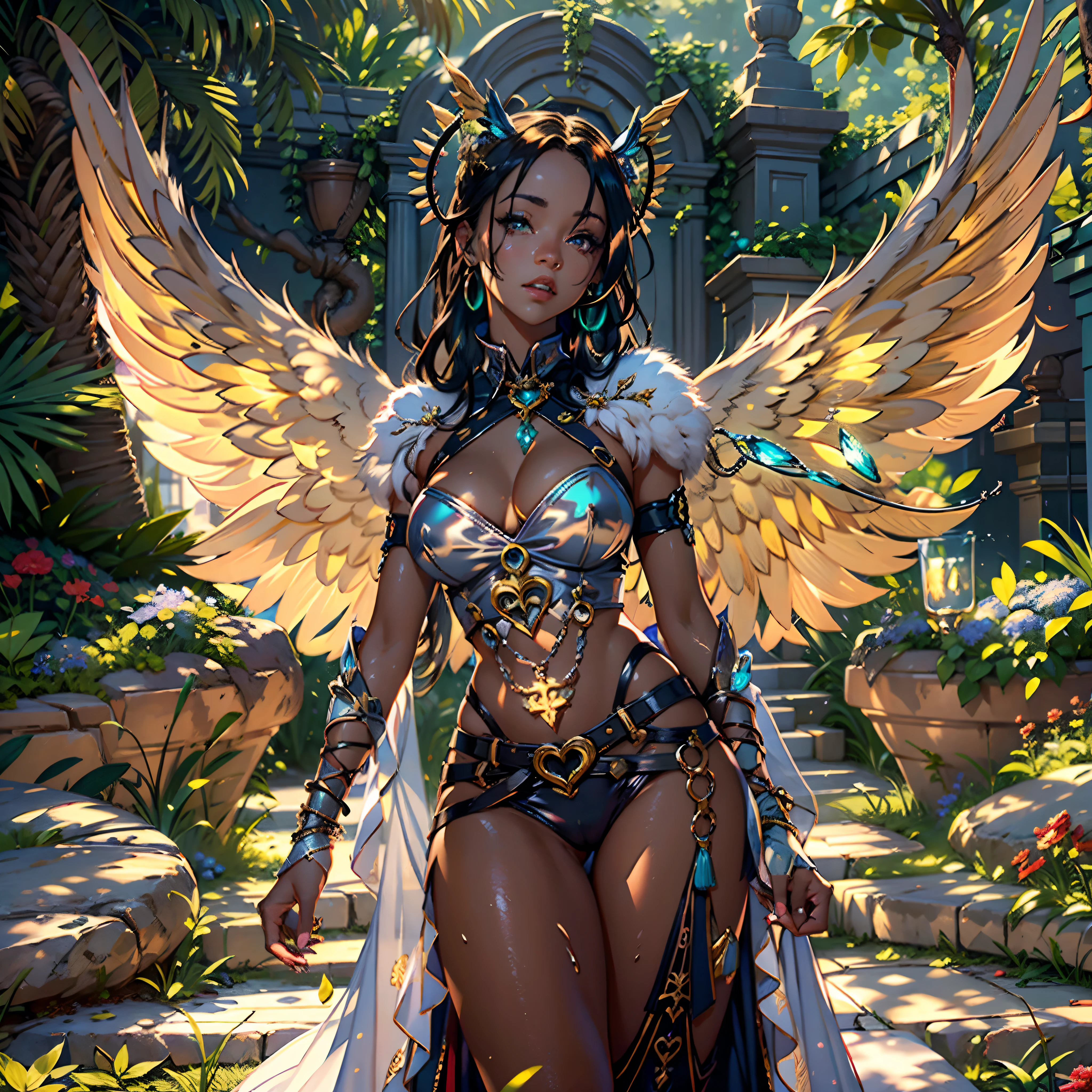 Masterpiece epic Diva Sunlight luminescence volumetric lightning contrast global illumination saturate ultra_high-resolution meticulously intricate analogique pro-photo-realistic ultra_high_quality ultra_high_detail optimal accurate cgi vfx sfx reflex 3dcg max color-coded extreme improved Octane_rendered UHD XT3 64K 32K 16K 8K DSLR HDR unrealengine5 romm rgb pbr 3dcg fxaa blu-ray fkaa txaa rtx ssao enhanced ultra_sharpness ecstatic graduate Will-o'-the-wisp pixie sprite iota garden conceptual angel female Jinx glamour walking Chevaleresque "Rihanna" Cosplay aristocratic Goddess surmounted wings surrounded intertwined feather éblouissantes Valkyrie-wings symmetrical athletic Native tanmed skin african dreads obvious agate perfect divine cheekbones effects reddened embarrassed lazuli gorgeous beautiful_Eyes Brown Pupils Black Iris Turquoise Sapphires Open Mouth Teeth Smiles tongue wet pilot Jacket Floating fringe Pearls Eccentric Cape Levitating Shoulders-Off chemise blanches dentelles clavicules papillotes reveal breasts falling sideboob felt satin orange corsait yellow spinel thick leather skirt soies assortie amples nombril revealing heart belt_chastity crux diamond cadena pubic scarlet pubis-hairy obvious indigo Size silver adorned padlock Gold thighs legs garters Gothic inox boots decorated onyx, Sun urban Outdoor Forest Beholder "medieval" outfits priestess ruby background equirectangular 360 mirror glass reflection monastery opal marble deep path ombre Sundrop lantern decorated dramatic mannequin armor chrome chain flat bands fathoms "Heavy Metal" richly lys rune rose ornate emerald plasma glyph Tourmaline wood leaf Earth engraving lava magic summon monster viceroy incandescent Crystalline invocation creature Queen Bee (EOS R6 135mm 1/1250s f/2.8 ISO400) bees conjuration monarch flowering butterfly dog howling floraison Shiba_Inu CGSCOSITY Hearth Ark Church "Ouroboros" Caduceus Cathedral chef-d&#39 tatoo Bruce_Weber sex girl naked nsfw varied multi etc.
