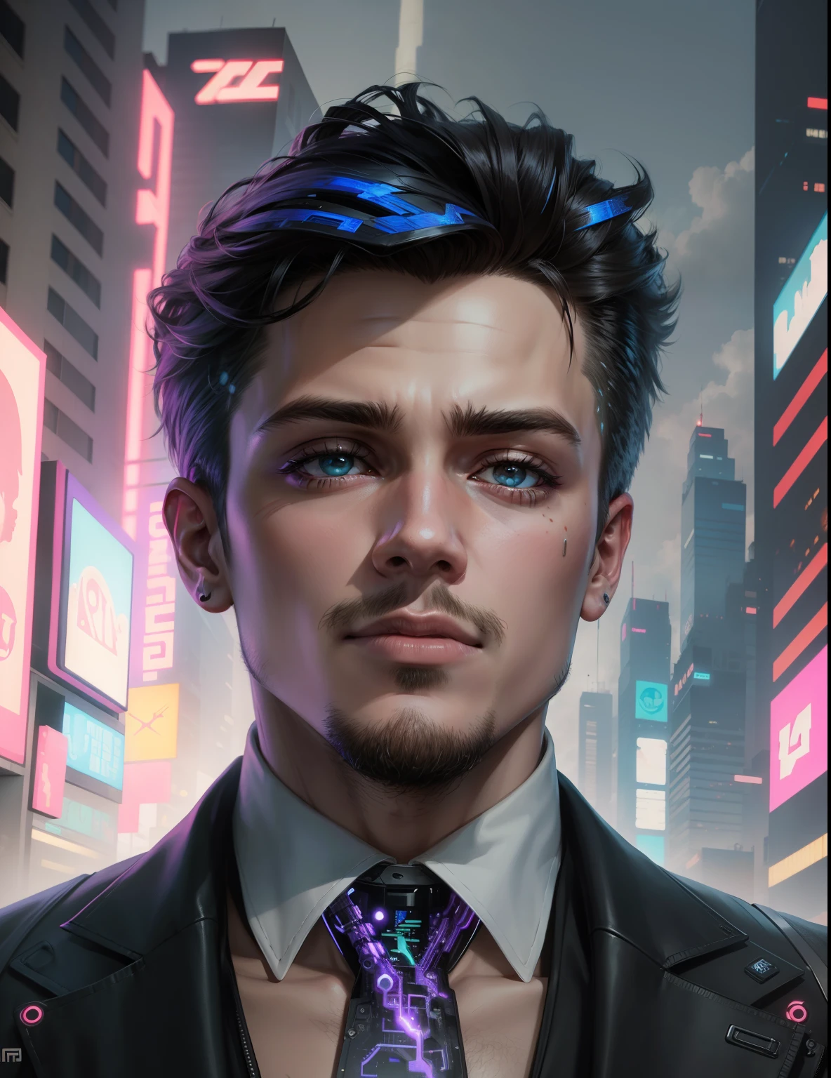 Cyberpunk, handsome boy stylish boy, change background