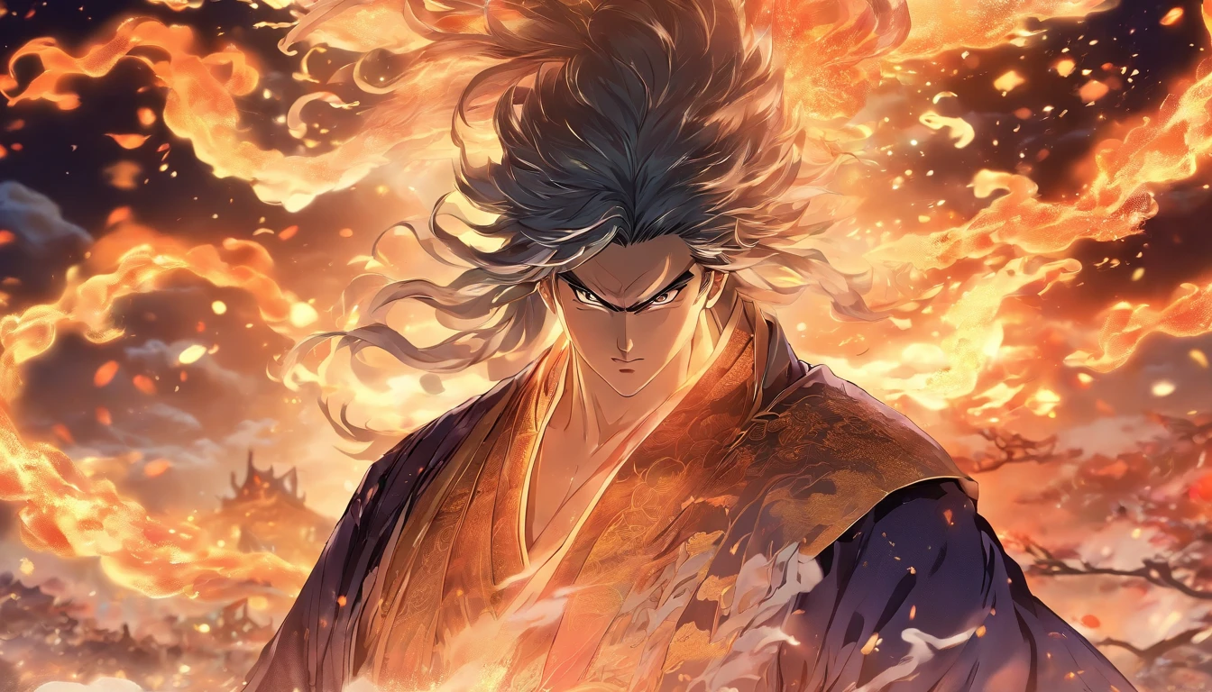 China-style,中景 the scene is,The Taoist priest stood in front of the huge transparent Suzaku,Stretch your hands,Long messy hair,Glow effects,Hyper-realistic,Ultra photo realsisim,Chinese black and white ink style,Silver,Decolorization,Smudge,ink,8K,super-fine,high qulity,OC renderer