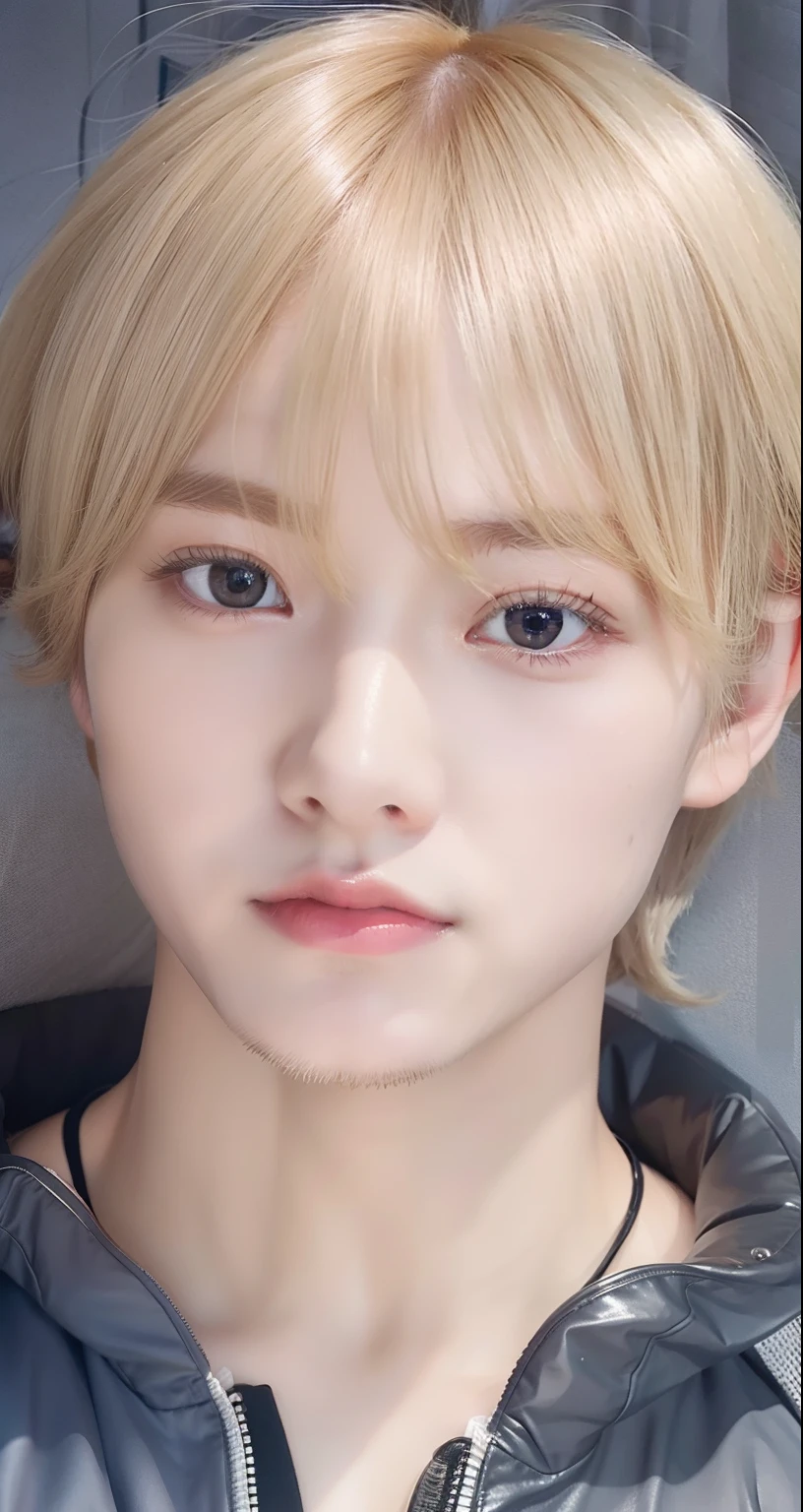 1boy, han jeong woon , blonde hair, realistic, ultra detail