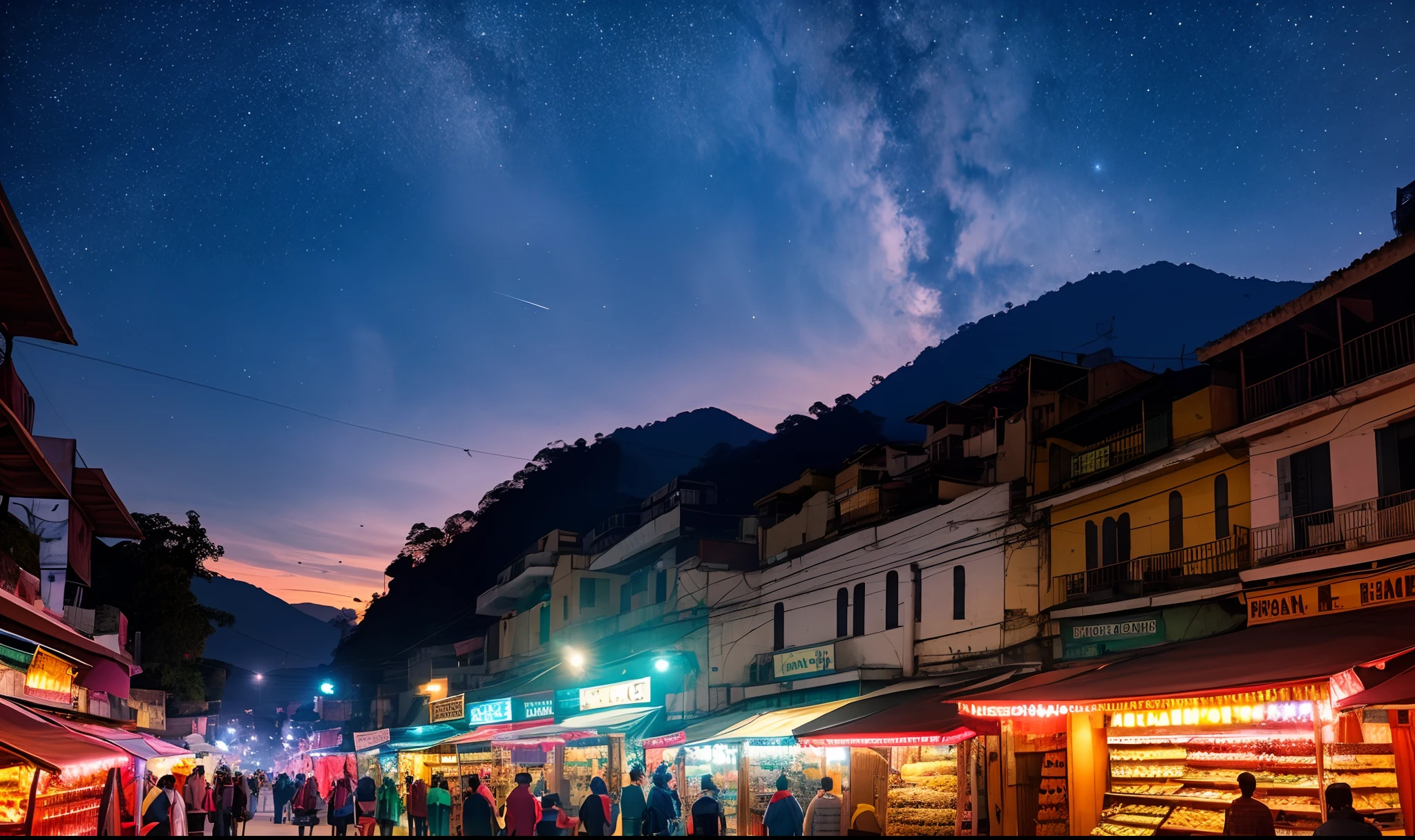 When the sun sets, Nainital awakens with a different kind of magic. Explore the town after dark and capture its enchanting nightlife. Neon signs, starry skies, and bustling markets await your lens. Illuminate the night with your photography! --auto --s2