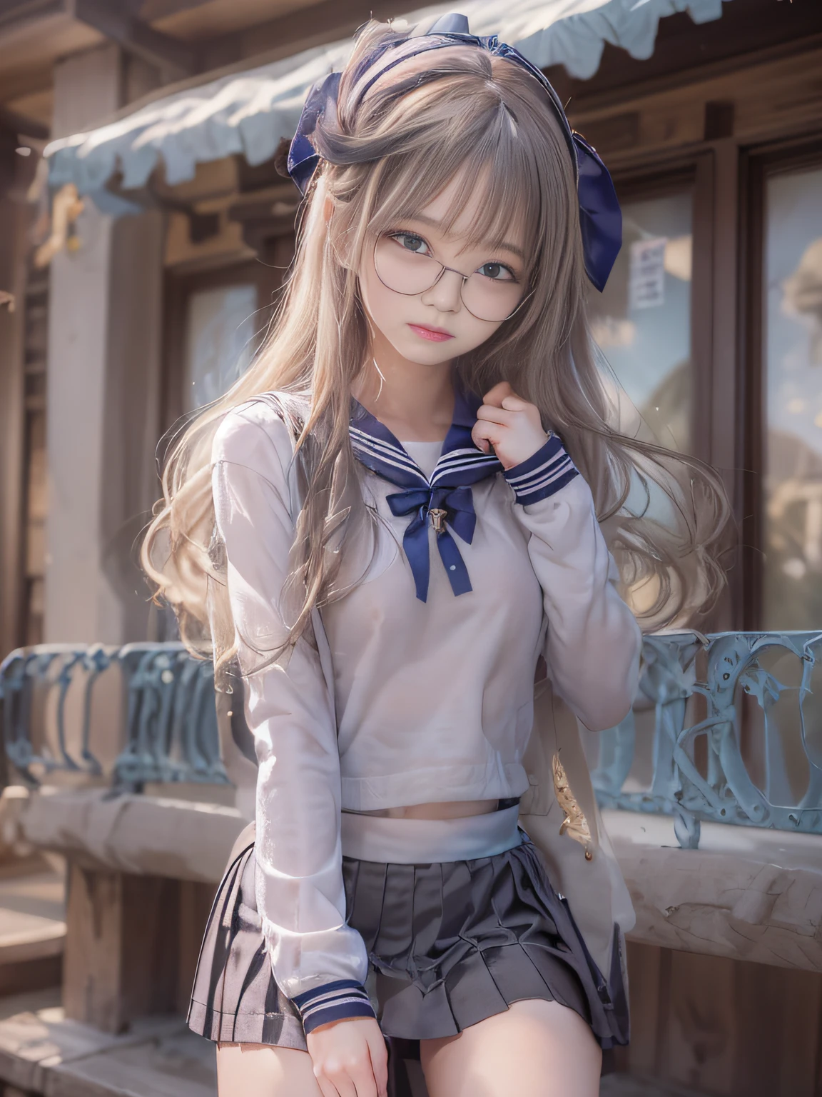 16 year old pre-teen, (real skin:1.3), long hair Twin tails:1.3, blonde, glasses, school uniform, no panties, man raping girl, sexual pose, beautiful, sitting, photorealistic