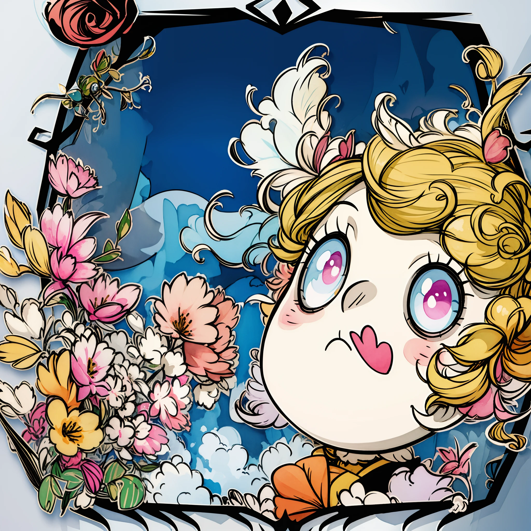 masterpiece, best quality, ultra-detailed, kawaii, cute, lovely, sexy, ero, extremely detailed, 4K, 8K, best quality, beautiful, watercolor, colorful, beach, a cute girl, solo, princess, beautiful yellow hair, beautiful pink eyes, beautiful eyes, headphone, shiny-glistening, gleaming