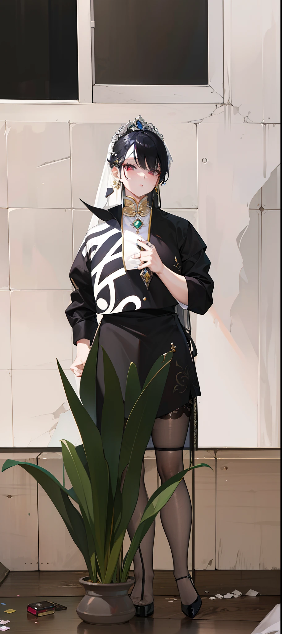 masterpiece,Best,quality,vivid,face,Gemstone,pupil，Refined face，CG sense，coloured with lots of colour，Clear details，The hair is fine，huge tit，比基尼，wedding gown，black lence stockings，leges，