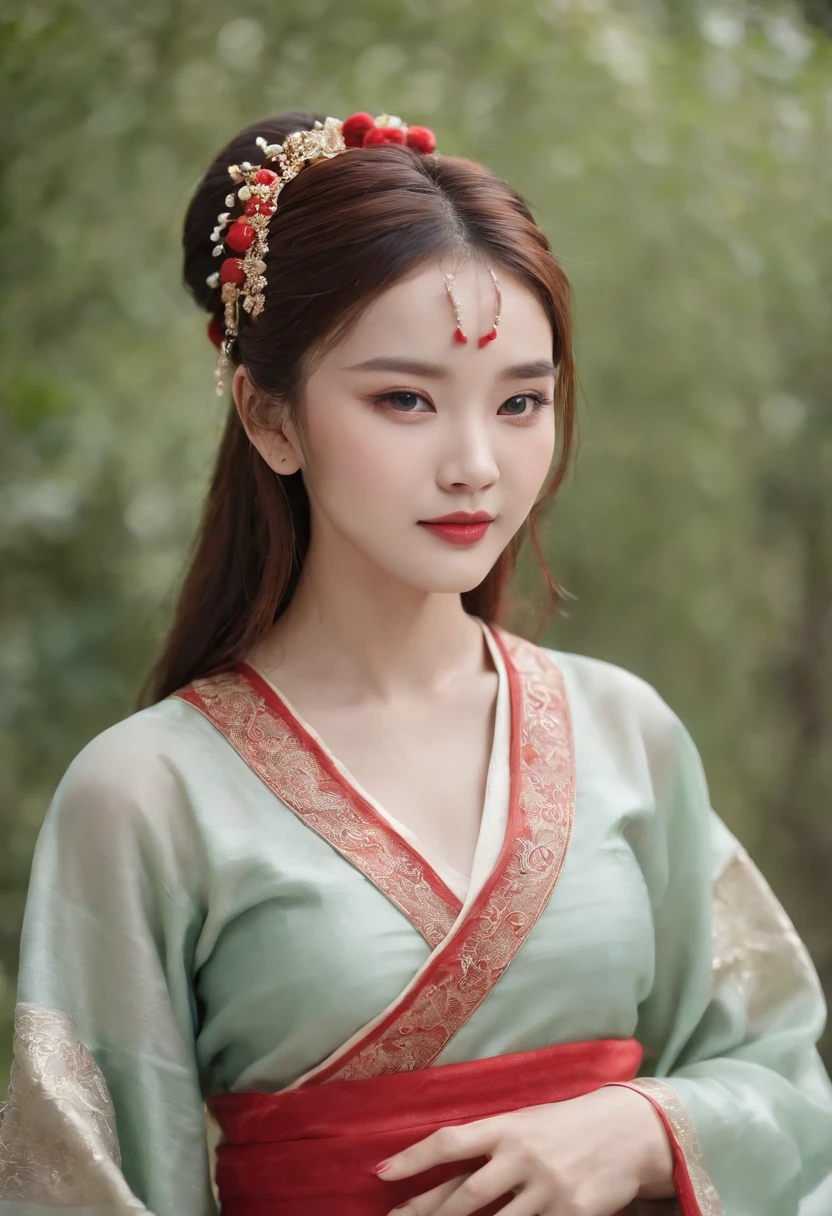 1 Han Dynasty girl，（Delicate facial features），（Super delicate fingers 1.5），（smile1.1），Real Human，Extreme light and shadow，Super light chasing，（intricate detailed clothes），red hairband，（Han Dynasty top color matching high-quality clothing 1.3）（Improve quality1.4）（Perfect body 1:1）（Very delicate skin）（Extremely reflective light）（Ultra-wide full-body photo1.3）（ultra-realistic realism）（Gemstone accessories in all colors）（Warm light 1.2）（Xiaojia Jasper's shy appearance 1.3）