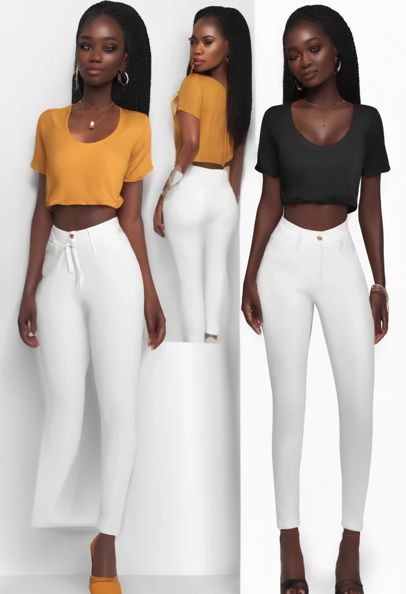 A skinny girl with black skin,A plump girl with white skin,Short sleeved trousers,Stand on the scale and cry