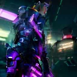Cyberpunk, handsome boy,  stylish, backgrounded