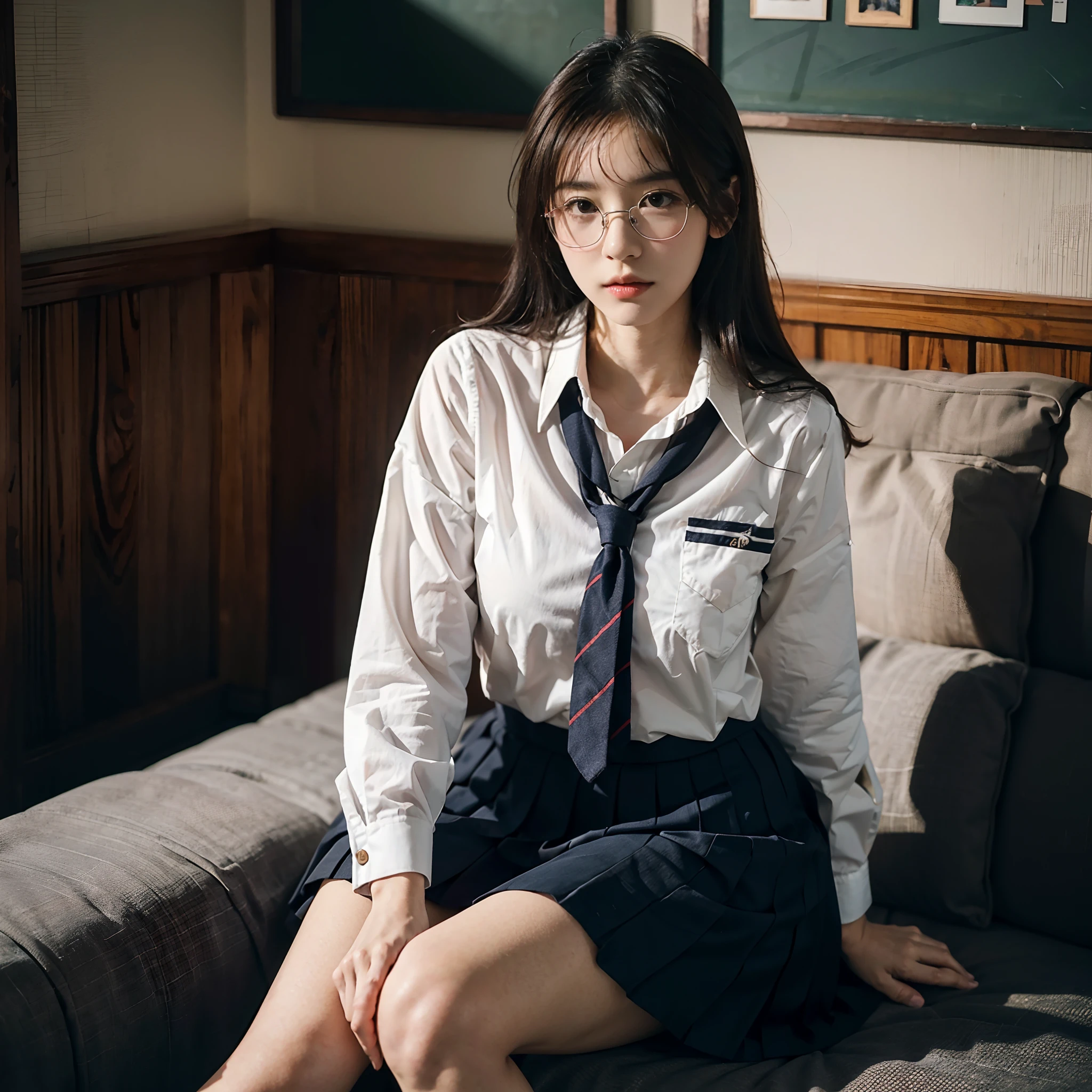 masutepiece, Best quality, japanaese girl, 8K picture quality, Very realistic picture,RAW photo, top notch quality, masutepiece, NFFSW:1.2, Particularly detailed RAW color photos, Professional-grade photos, (Realistic, Photorealistic:1.37), (highly detailedskin:1.2), Ultra-high resolution, (Lenze 50 mm), (masutepiece, top-quality:1.3), (Ultra-detailed 8k CG:1.2), (hyper realisitc:1.35), (Photorealistic:1.45), (Realistic:1.4), Cowboy shot,
((In a dimly lit bedroom)),(1 Beautiful Japanese girl), age 22, super model, Japanese idol, __expression__, The girl looks steady and optimistic(Medium-sized round breasts), (Sit on the sofa or bed1:1), (school uniform:1.4), The girl looks shy and shy,(Only the knee-up screen is displayed),((Contour glasses))
Korean Idol、乃木坂アイドル、hposing Gravure Idol、Adults、女優()