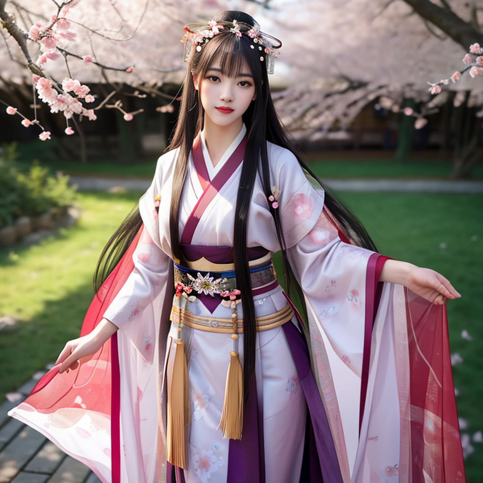 Best quality, masterpiece, high resolution, 1girl, exquisite facial features, realistic skin, (fidelity: 1.4) wearing a long Hanfu dress with plum blossoms on her head, plum blossoms on her body, plum blossom fairy, dancing petals, realistic, photorealistic, high resolution, 8k uhd, high quality, volumetric lighting, high resolution, 4k, 8k, bokeh