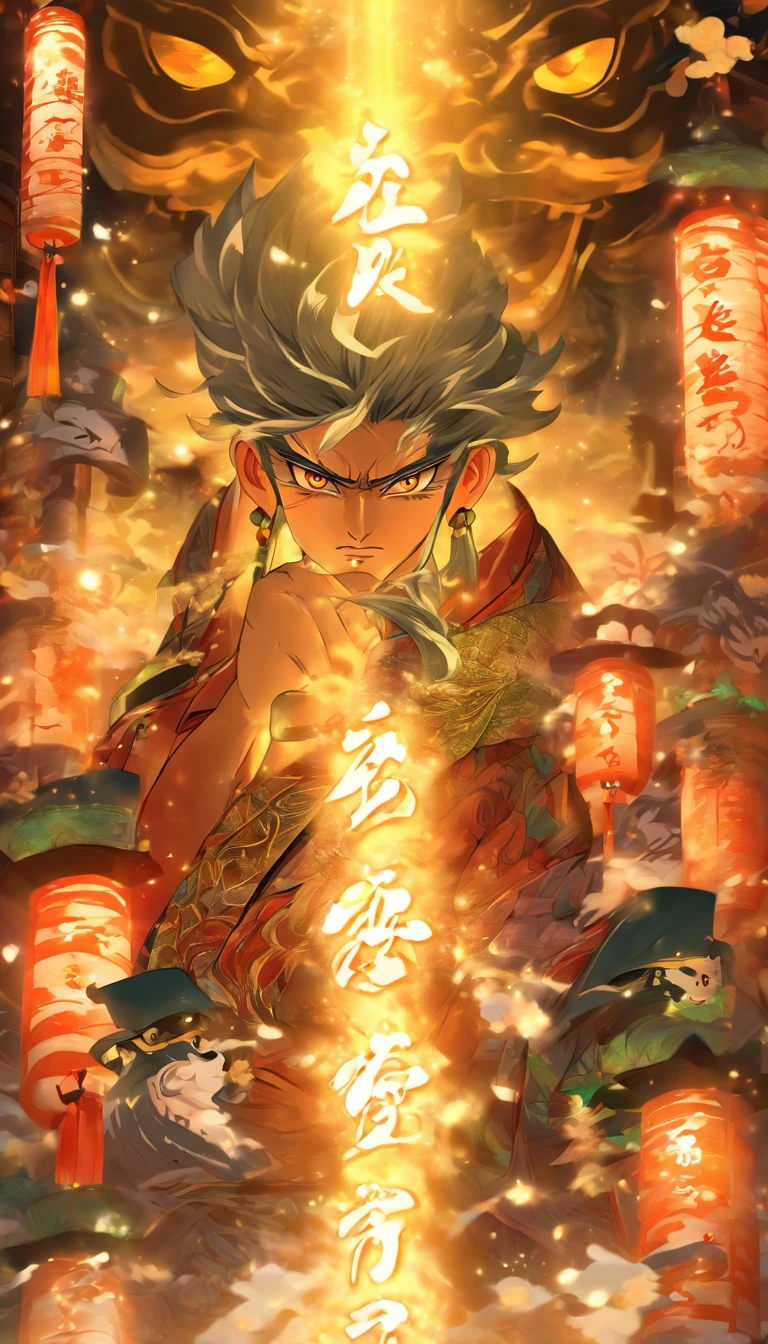 Masterpiece, Best quality, A high resolution, Muramasa, A traditional Japanese shrine, Solo, Handsome, Yellow eyes,