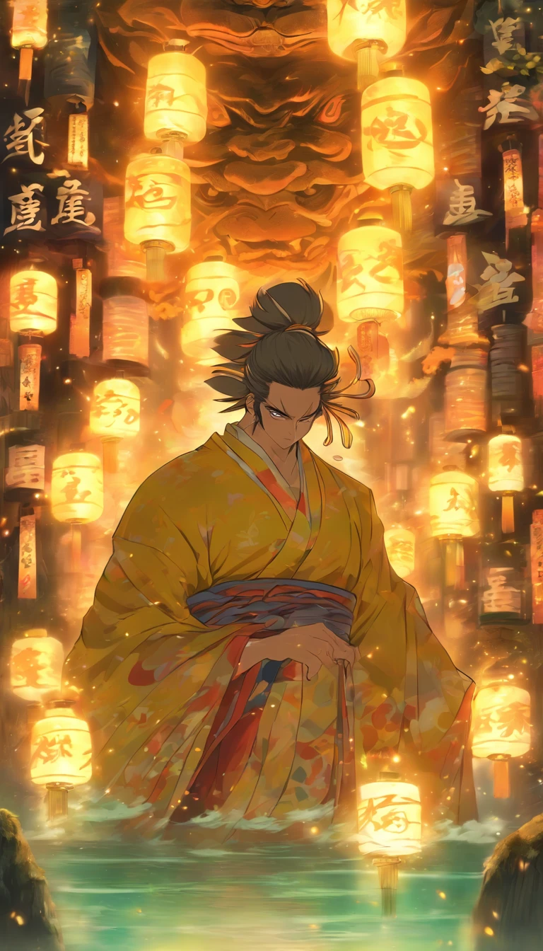 Masterpiece, Best quality, A high resolution, Muramasa, A traditional Japanese shrine, Solo, Handsome, Yellow eyes,