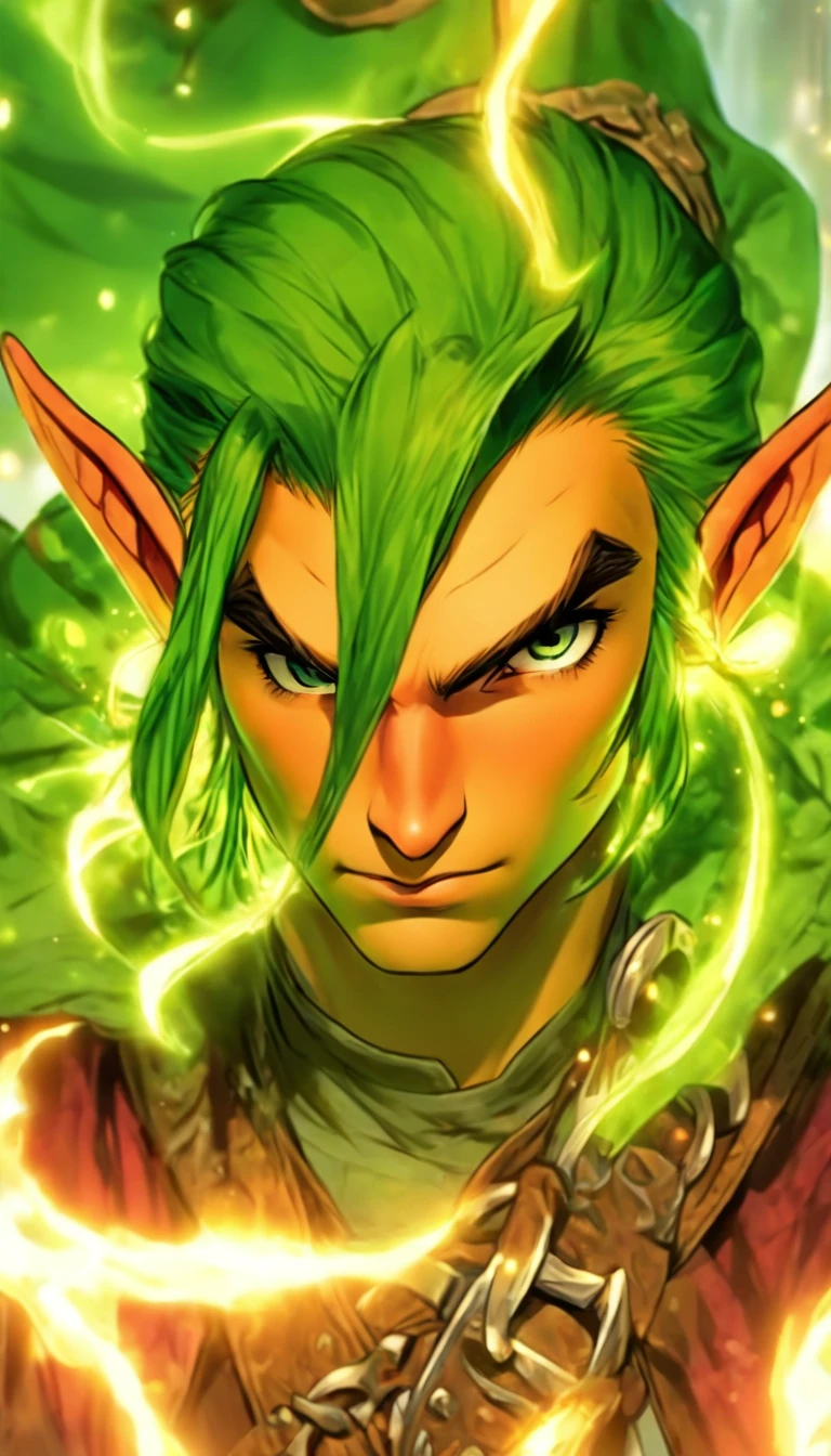 ((better resolution, High- sharpness, film photo, Portrait of an adventurer, professional portrait, Role play role poster, As a hero of Dungeons & Dragons)), There was a man with red hair and a green shirt, Portrait of a male half-elf, Portrait of a young half-elf wizard, a male elf, male elf ranger, Half-elf male, Epic RPG portrait, fantasy rpg symmetrical portrait,, portrait of a dnd character, full body dnd character portrait, portrait of an elf