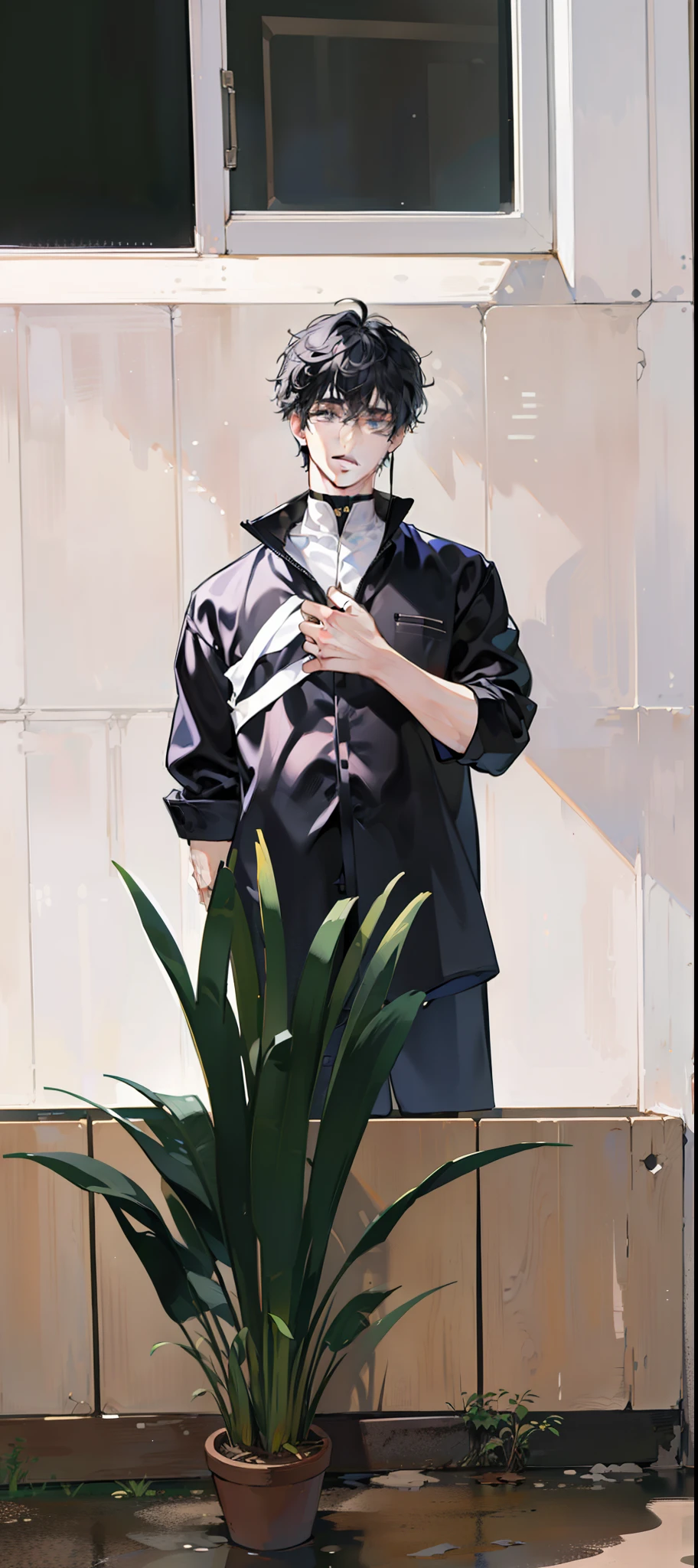 (Best quality, 8K, 32K, Perfect body, hyperdetailed face, Detailed eyes,black color hair,middle parted hairstyle,Cold,shoun,Handsome