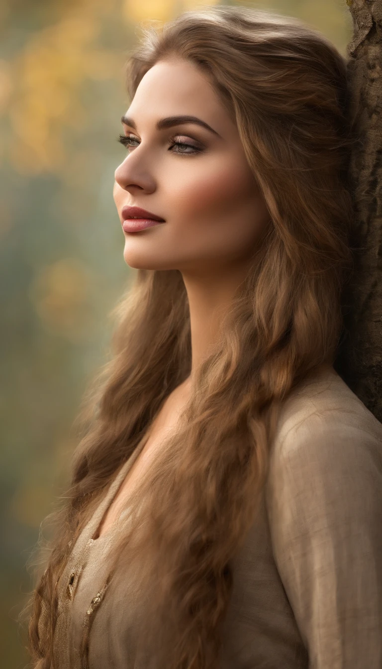 A nice and cute girl with long hair，goddes，Twenty years old，with a round face，largeeyes，long eyelasher，Cream white sweater dress，cabelos preto e longos，Pink baseball cap，voluptuous figure，Perfect facial features，Delicate face，Delicate lips，ssmile，Park tree background，Autumn tones，（Depth of field effect），Gentle light，Green predominantly，Soft focus，（Highest image quality），（Exquisite graphics），（tmasterpiece），（Movie lighting），（side lighting），（rendering by octane），（masterpiece），（best photograpy），（Unreal 5），photorealestic，realisticlying