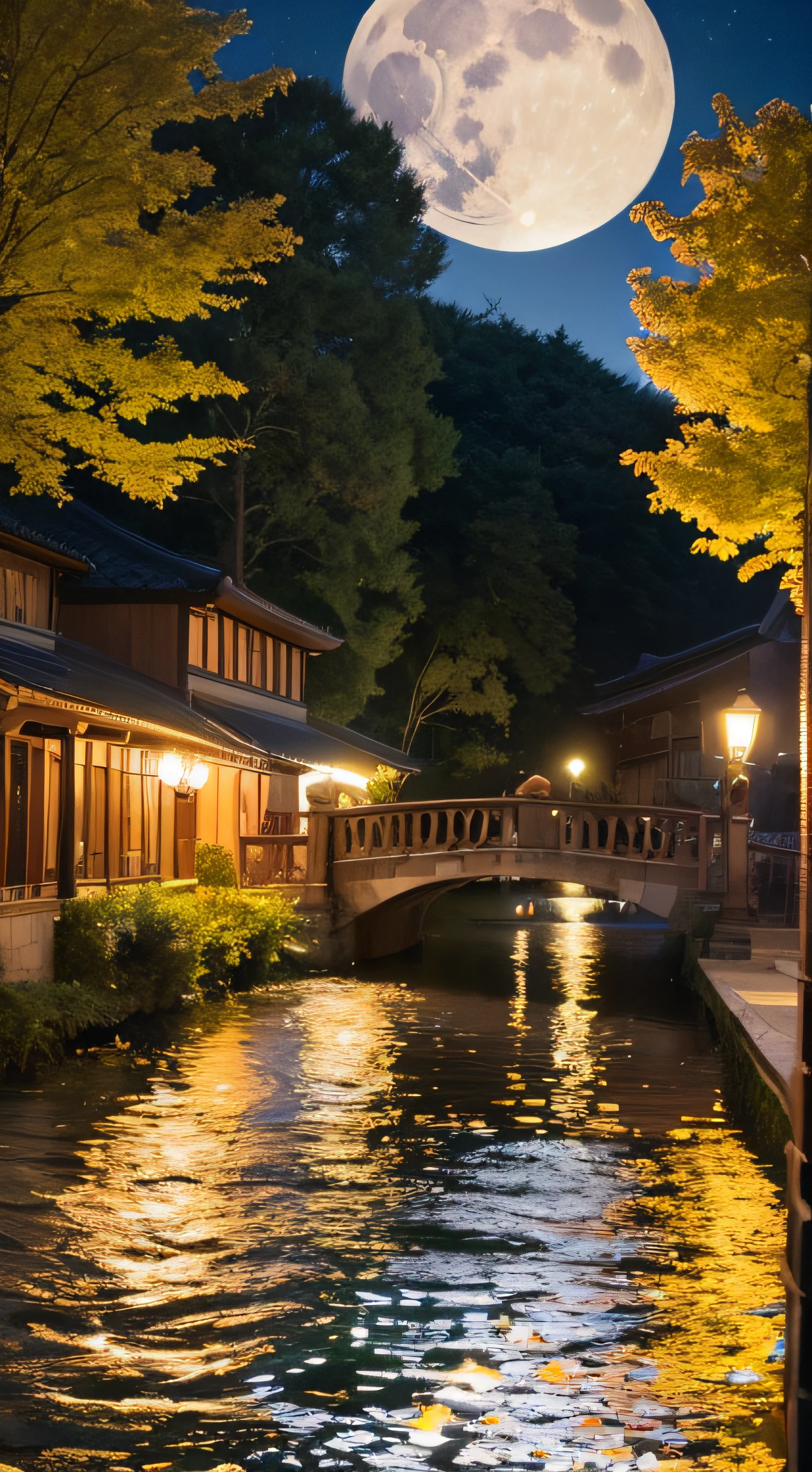 Mid-Autumn Festival natural scenery，the night，Big moon，Romantic aesthetics，photorealestic，UHD，Master masterpieces，超高分辨率，Best quality，Award-winning photography