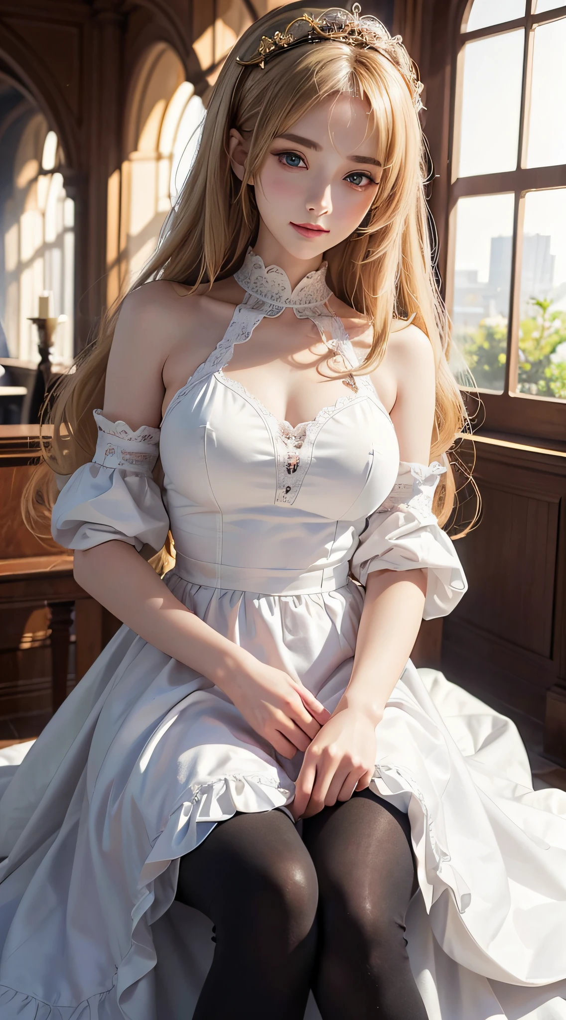 ((highest quality)), ((masterpiece)), (detailed:1.4), 3D, image of a woman in a beautiful dress,nffsw(high dynamic range),ray tracing,NVIDIA RTX,super resolution,unreal 5,Scattered beneath the surface,PBR texturing,post processing,anisotropic filtering,Depth of bounds written,maximum clarity and sharpness,multilayer texture,Albedo and specular maps,surface shading,Accurate simulation of light-matter interactions,perfect proportions,octane rendering,two-tone lighting,wide aperture,Low ISO、White balance、Rule of thirds、8K students、(())(((white clothes)))((blonde))