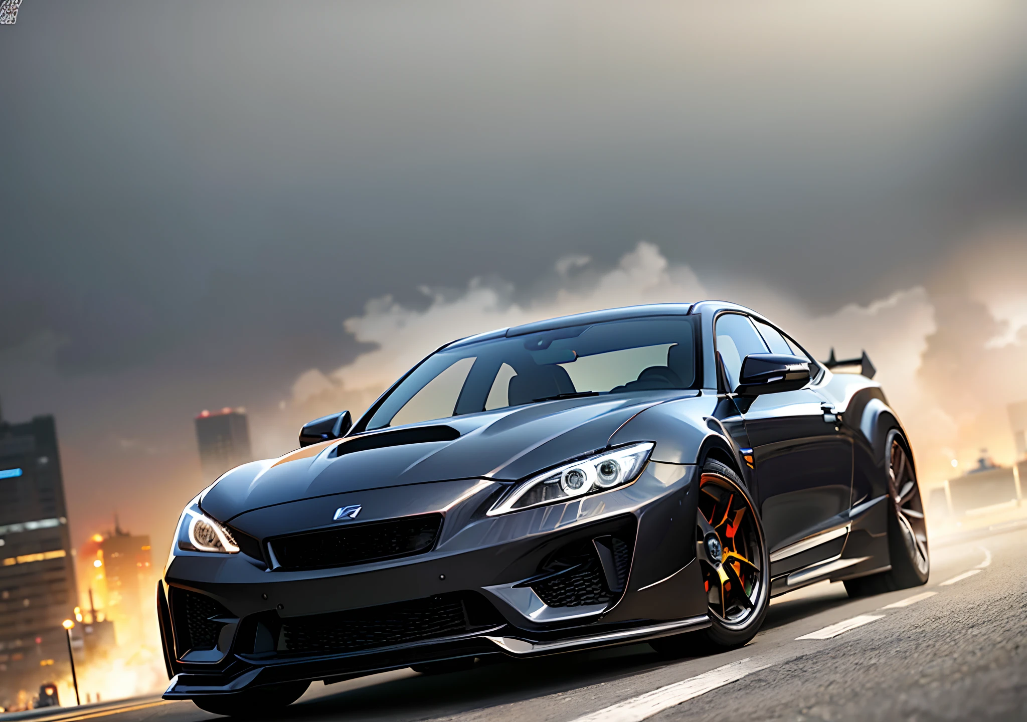 (best quality,4k,8k,highres,masterpiece:1.2),ultra-detailed,(realistic,photorealistic,photo-realistic:1.37),car,automotive,classic car,retro car,vintage car,muscle car,tuned,blower on the hood,extremely detailed engine,distinctive body design,shiny metallic paint,sleek lines,aggressive front grille,wide tires and rims,carbon fiber details,high-performance exhaust system,luxurious interior,leather seats,chronograph-inspired dashboard,comfortable cabin,premium sound system,powerful engine revving,exhaust fumes,smoke,spinning wheels,burning rubber,speed,adrenaline rush,blurred motion,action-packed,exciting atmosphere,street racing,nighttime,neon lights,cityscape,spectators,energy,creativity,stylish aesthetics,uplifting vibes,guaranteed satisfaction.