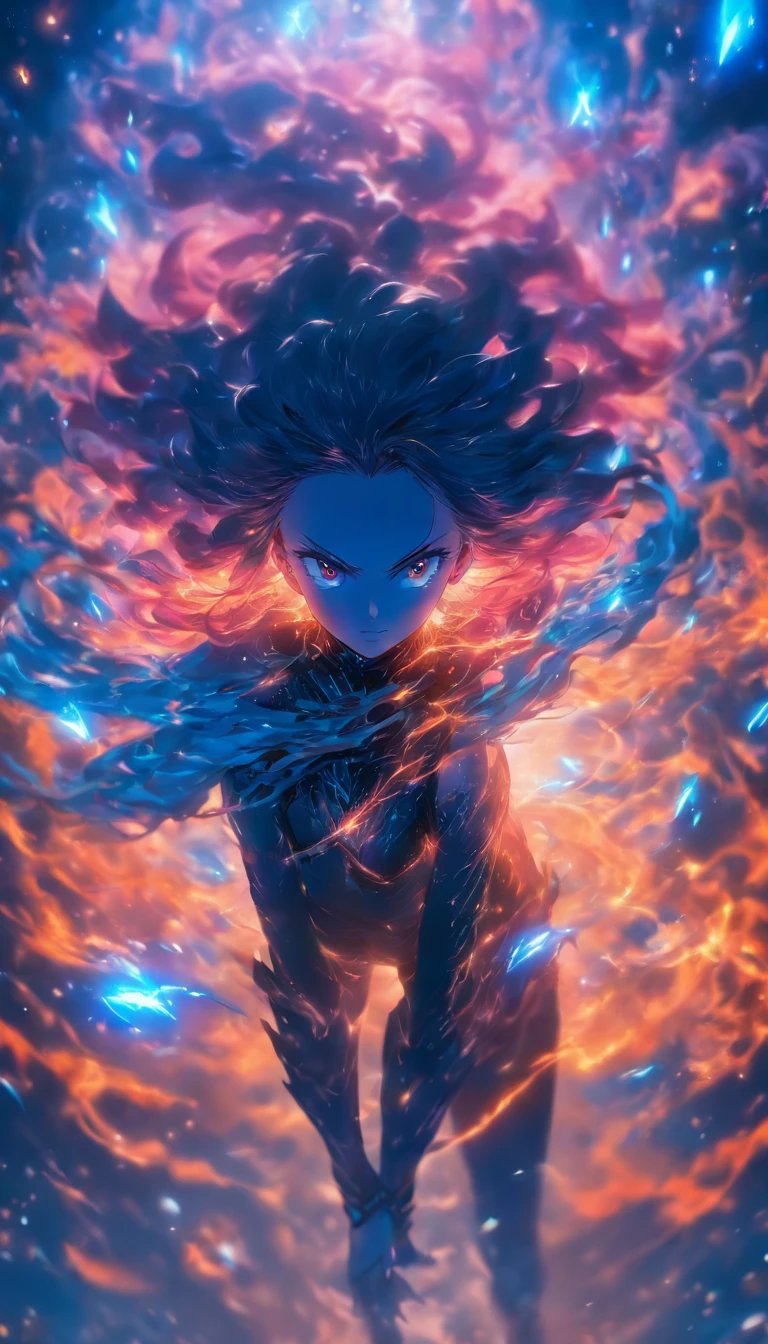 Photo, Portrait, Intimidating woman floating [The discovery of wormholes has ushered in a new world|The cursed prince must marry the monster], [sci-fy:fantasy:0.6] Cinematic lighting
