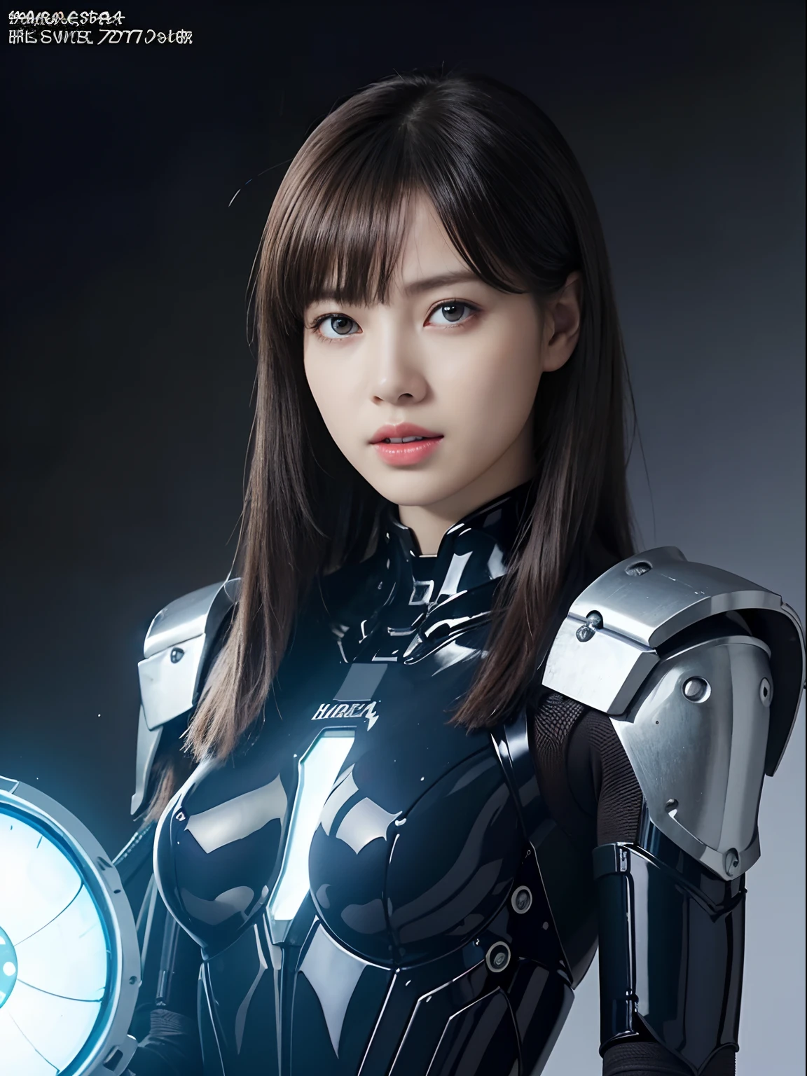（Fight against mechanical robot soldiers）、top-quality、​masterpiece、超A high resolution、（Wearing a futuristic transparent sun visor）、(Photorealsitic:1.4)、Raw photo、女の子1人、Black hair、glowy skin、((1 Mechanical Girl))、((super realistic details))、portlate、（Small LED lamp）、Wire tubes that glow all over the body、globalillumination、Shadow、octan render、8K、Armpit、ultrasharp、Colossal tits、Small LED lamp、Raw skin is exposed in cleavage、metals、blood vessels connected to tubes、Red bodysuit、Armpit、Cyberpunk city background、Details of complex ornaments、Japan details、highly intricate detail、Realistic light、CGSoation Trends、Blue eyes、radiant eyes、Facing the camera、neon details、（Helmet of the Brave）、Mechanical limbs、blood vessels connected to tubes、Mechanical vertebrae attached to the back、mechanical cervical attaching to neck、Wires and cables connecting to the head、Gundam、Small LED lamp、Toostock、Toostock、