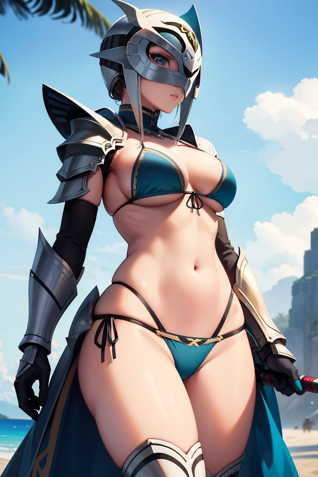 Un primer plano de una mujer con armadura sosteniendo una espada, Chica armadura, Armadura de bikini caballero femenino, Armadura de bikini, bikini-armadura, gorgeous female paladin, Caballero femenino, de una hermosa caballero femenina, hermosa armadura, Un esbelto、bikini-armadura, Armadura reveladora, Armadura de bikini ornamentada, Impresionante armadura, Tendencias en ArtStation Pixiv, Hermosa caballero femenina