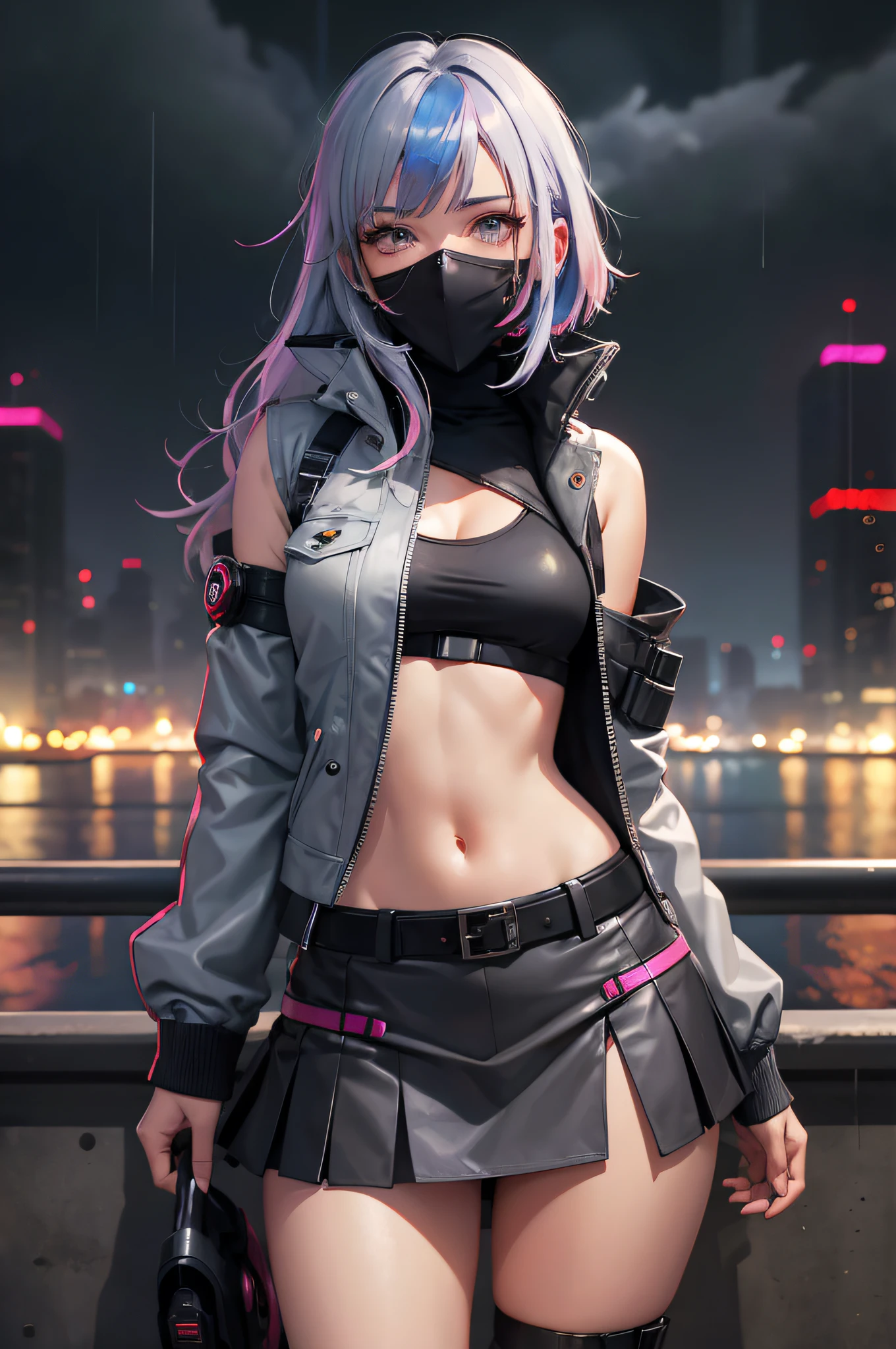 (best quality,4k,8k,highres,masterpiece:1.2),ultra-detailed,portrait,cyberpunk,2077,beautiful face and body,curvy figure,long flowing hair,sparkling eyes,wearing futuristic armor,holding a sleek longsword,confident expression,seamless integration of technology and human,neon lights illuminating the scene,giant holographic billboards in the background,tall futuristic buildings reaching for the sky,dense cityscape with flying vehicles and hoverboards,smoke and steam creating an atmospheric vibe,high-tech gadgets and cybernetic enhancements,striking color palette with vibrant neon lights,pulsating energy and electric blue hues,hard-edged shadows and dramatic lighting effects,creating a sense of danger and anticipation,iconic cyberpunk aesthetics,blending the past with the future.