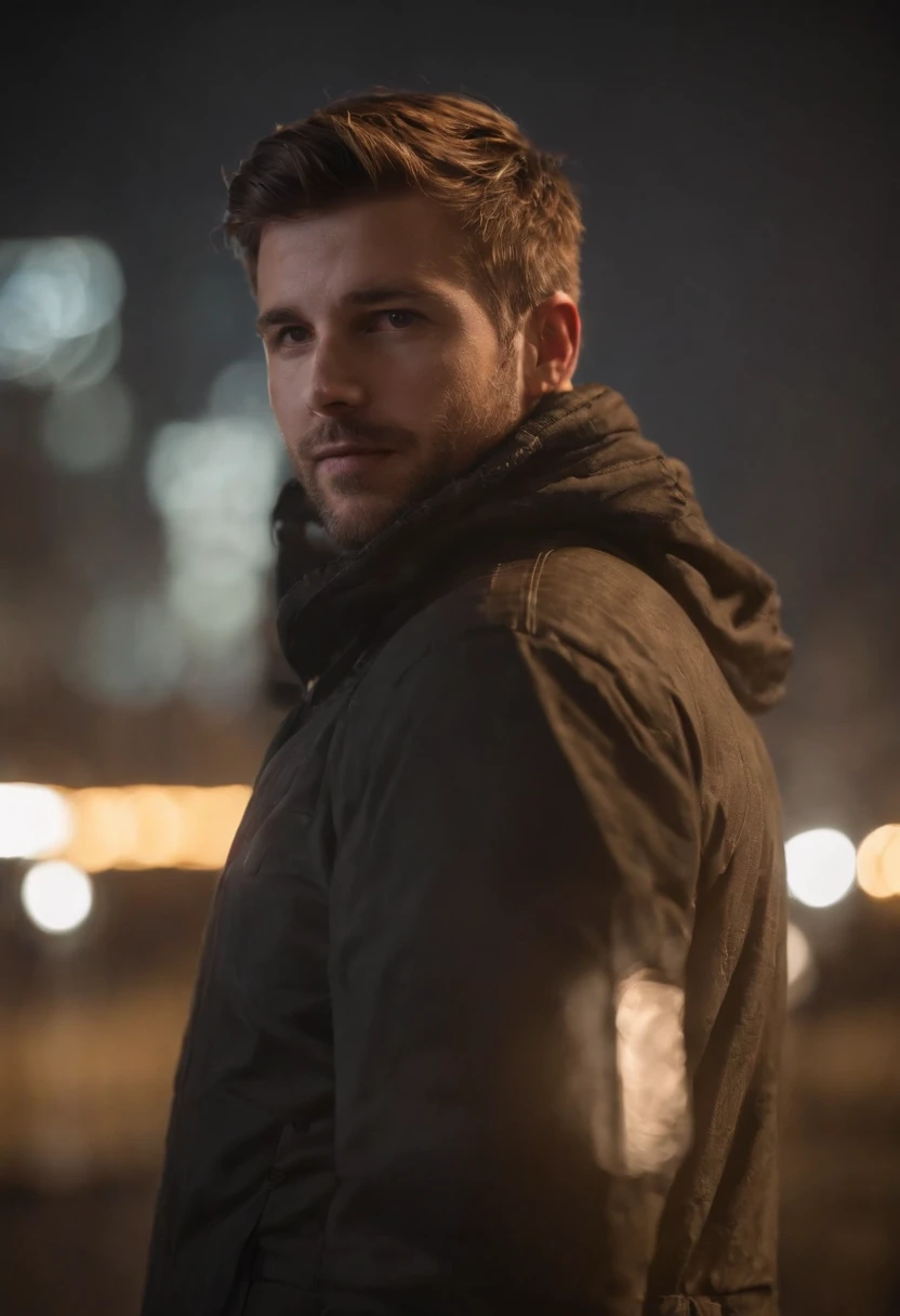 Autoretrato de um homem, master part, extremamente detalhado, melhor qualidade, Com trajes DJ, extremamente detalhado, como Alan Walker. (8k, qualidade superior, melhor qualidade, obra-prima, altamente detalhado: 1.2), (de meio corpo:1.3)