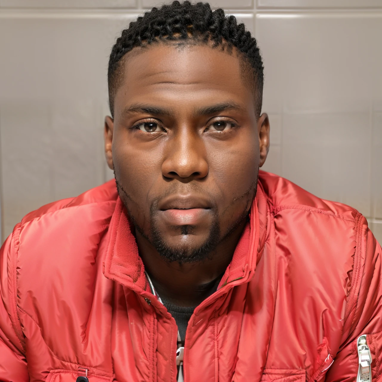arafed man in a red jacket sitting in a bathroom, godwin akpan, 3 2 years old, 2 8 years old, 2 9 years old, 2 7 years old, 3 6 years old, david uzochukwu, 2 4 years old, george pemba, 3 2 - year - old man, 38 years old, 2 3 years old