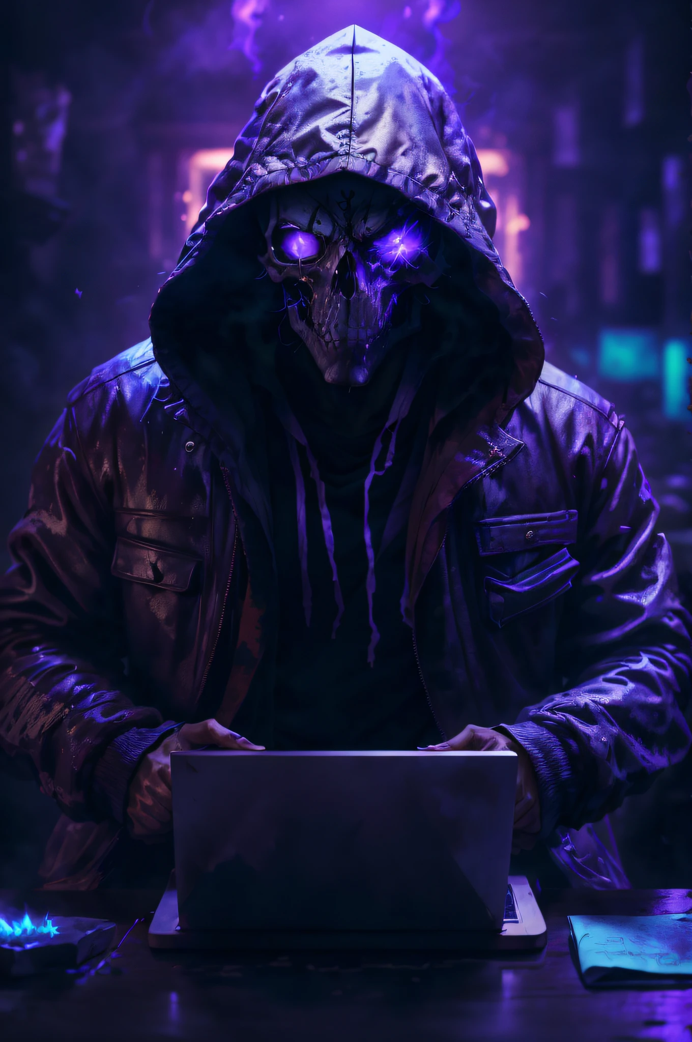 sozinho, olhos amarelos dourados, 1st grade, parte superior do corpo, Foco masculino, skull, Hood, WMASK, brilhante, fire, fundo preto, Manoplas, capa, 1giel, capuz para cima