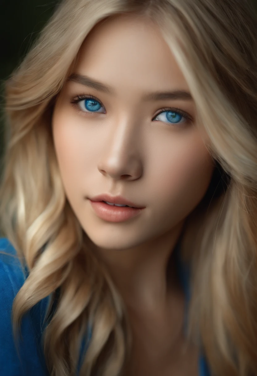photo realistic, girl, blond hair, blue eyes, asian,