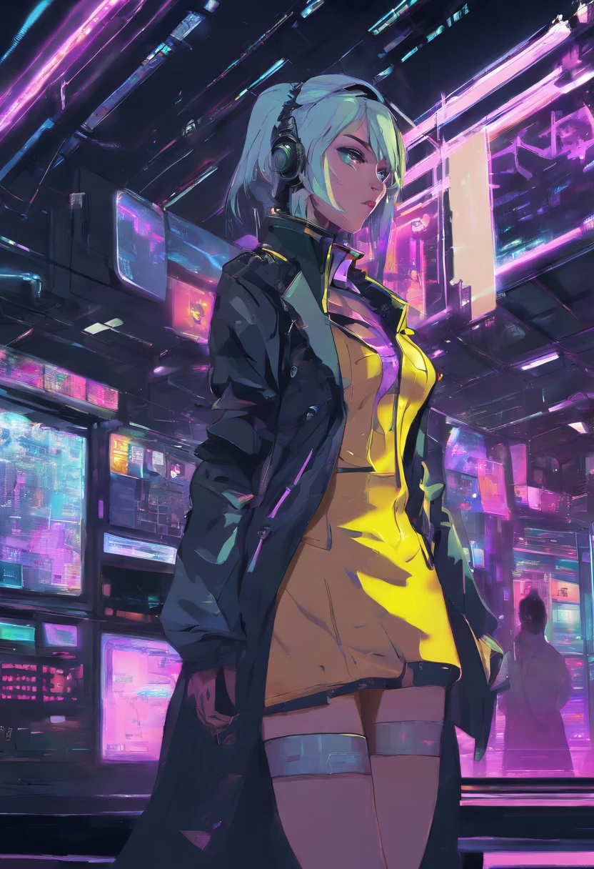 (hight resolution, Best Quality:1.2), brilliance, soft contour, a beautiful painting, Cowboy Shot, (masutepiece), 1girl in, Beautiful Girl, Hogwarts Background, Background of the magical world, Background inside the mansion, Shadow Window, Hogwarts Background, Black background, hogwarts school uniform, hogsks, Slytherin, Gray hair in a ponytail, Yellow eyes, Angry look, School Dress, Long skirt, Green tie, cool lady