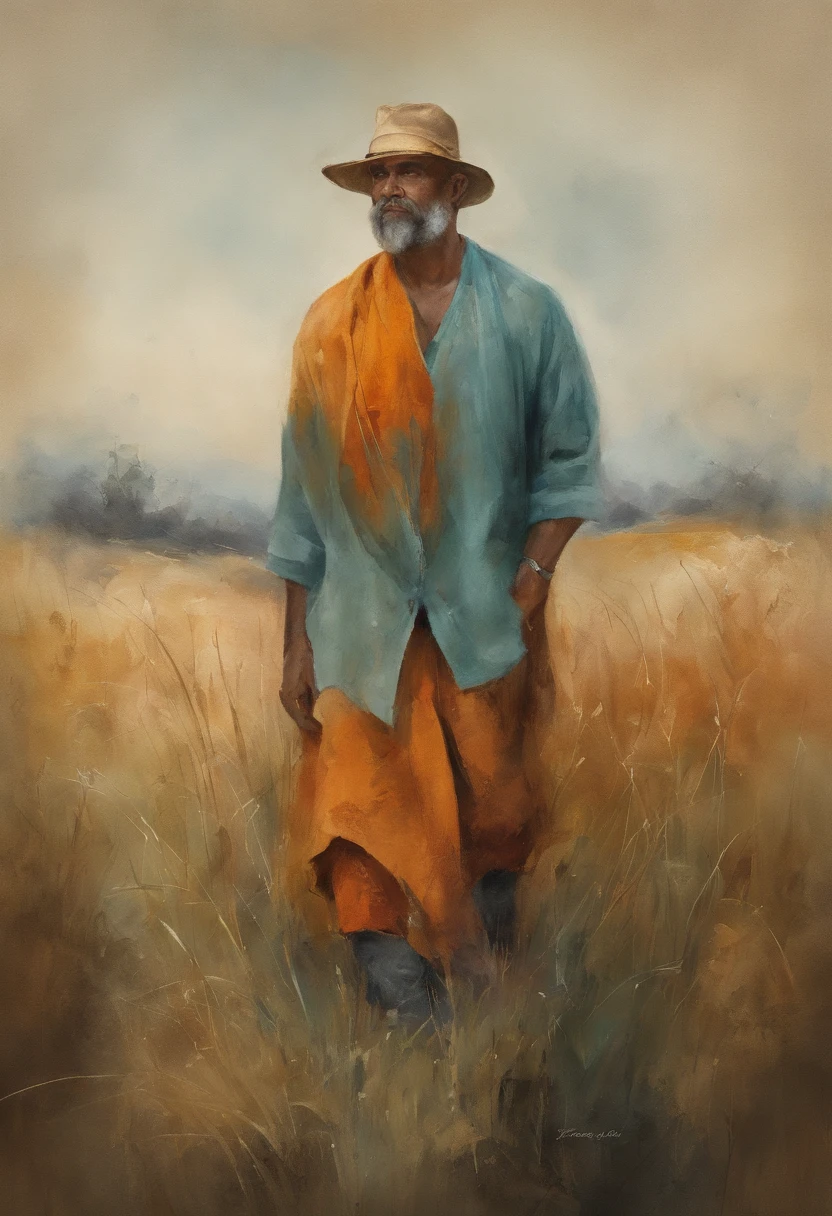 homem vestisdo de terno laranja e gravata da cor teal, ovelhas ao redor, (((visible whole body))), Olhando para o Viewer, retrato, fotografia, pele detalhada, Realistic, fotorrealista, 8k, altamente detalhado, quadro de corpo inteiro, Arte, RAW de alto detalhe, penetrante, soft and diffuse lighting, profundidade de campo rasa, foco nítido, Hiper-realismo, Cinematic lighting