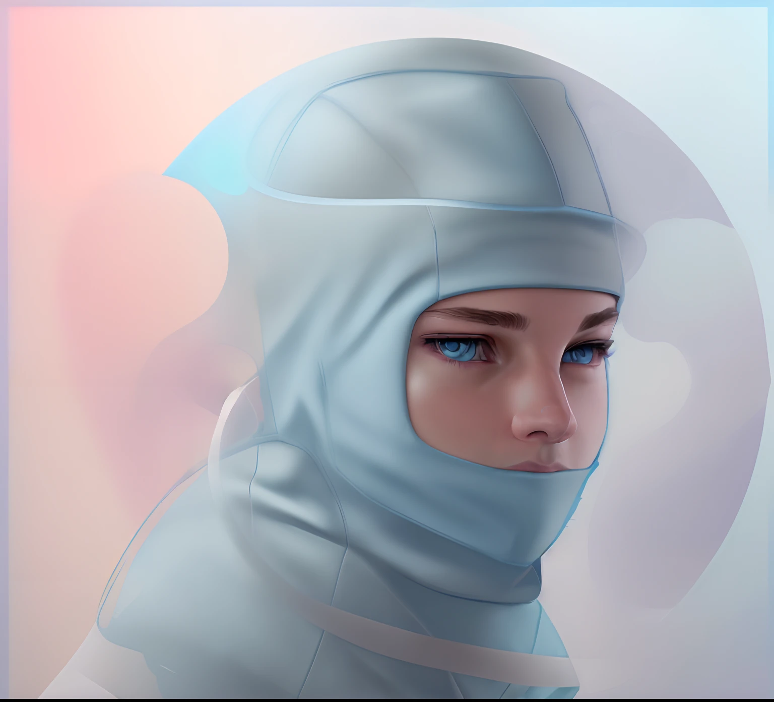 (best quality,high-res,photo-realistic:1.37),detailed features,medium: digital art,boy wearing a light blue balaclava, striking profile picture, beautiful colors, vivid lighting