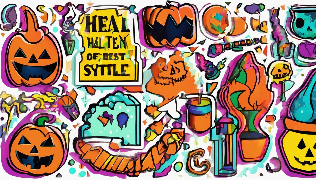 set of (insert style) Halloween objects on a white background