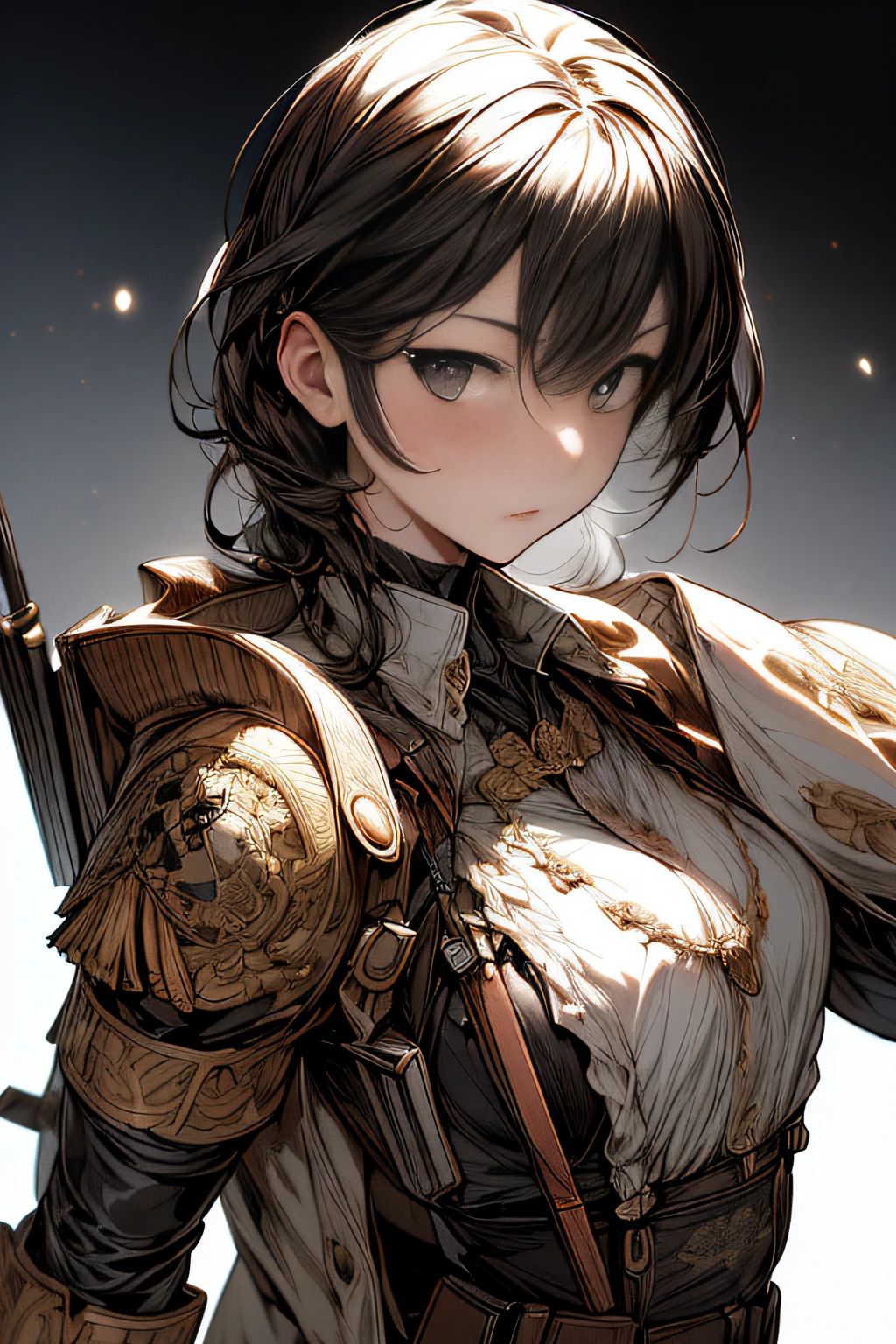 (hard disk, sharp, fractals),(8K resolution), actionpose、ww1ger、(comic book style),(Lola:Bad image:1.0),(Lola:add more details:1.2 ),、Detailed and complex、intricate-detail、high intricate detailed、absurd amount of details、((looking at the viewers))、 A detailed face, 1girl in_独奏, Imperial German Army Uniform、Mechanical weapons、Battlefield Background