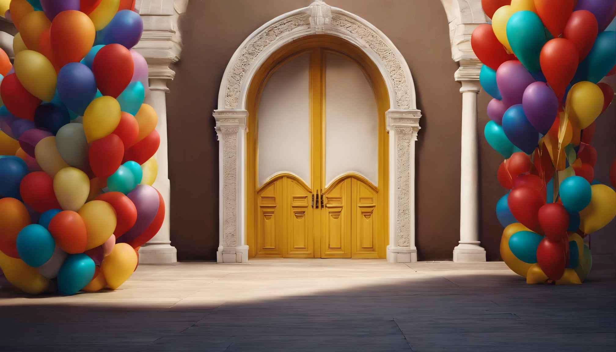 Arched doors made of balloons,uma cor,fundo branco
