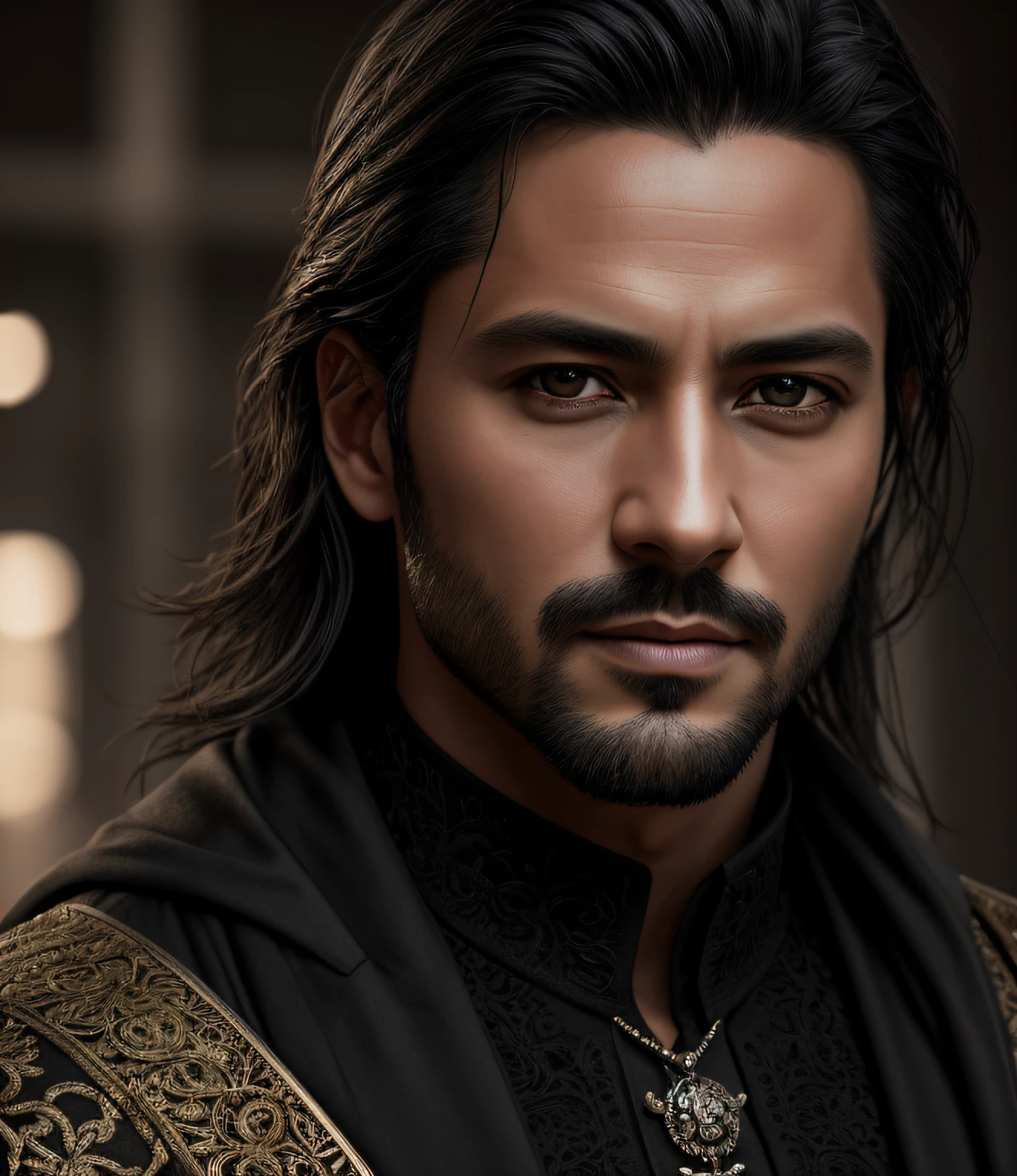 a realistic photo of a elegant man, 40 years, dark eyes, black hair, intricate details, 8k post production, high resolution, hyperdetailed, trending on artstation, sharp focus, studio photo, intricate details, highly detailed