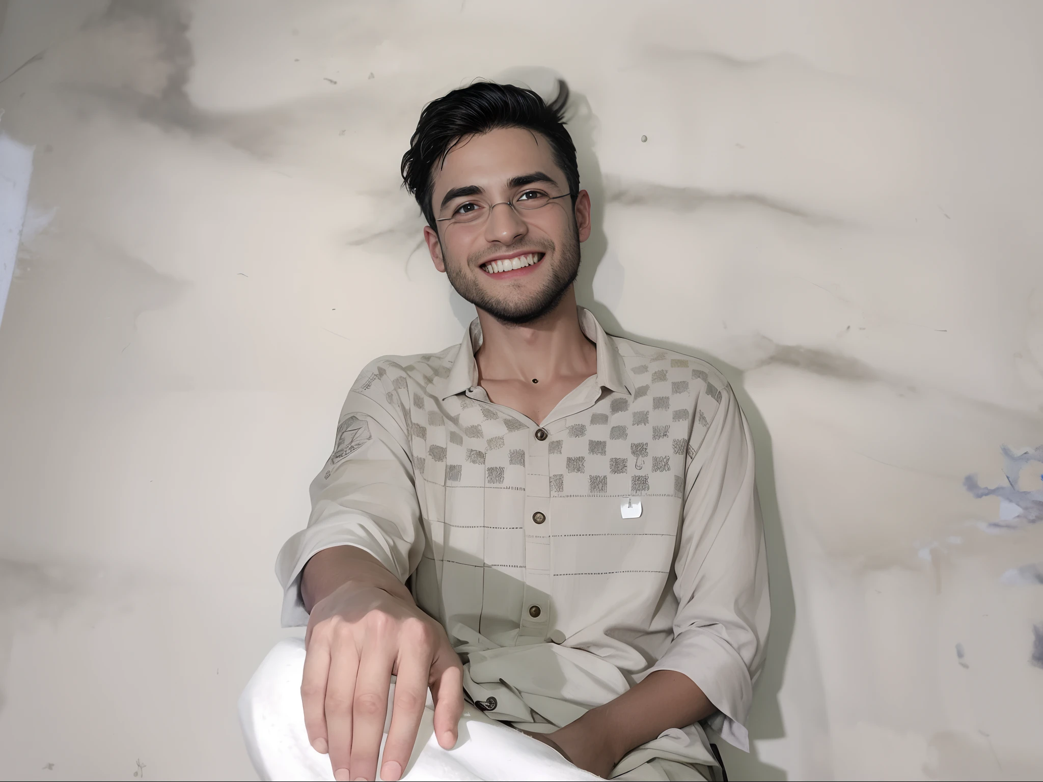 Boy with coffee futuristic background realisti c realistic face