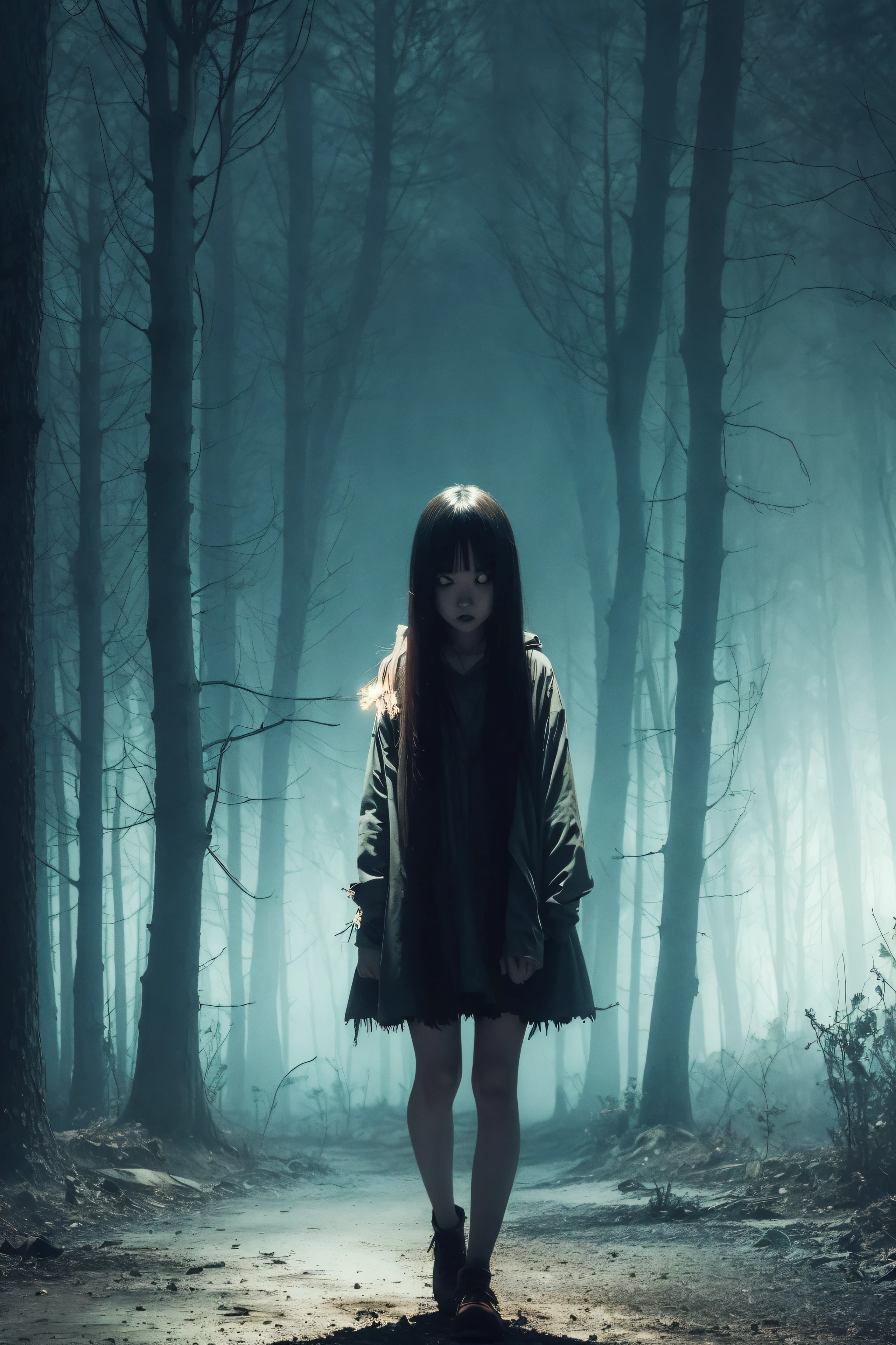 a beautiful girl, full body,
horror, broken, distorted, sky, fog, smoke, dark forest, shadow creatures,
Junji Ito,
masterpiece, ultra high res, high quality, cinematic lighting,