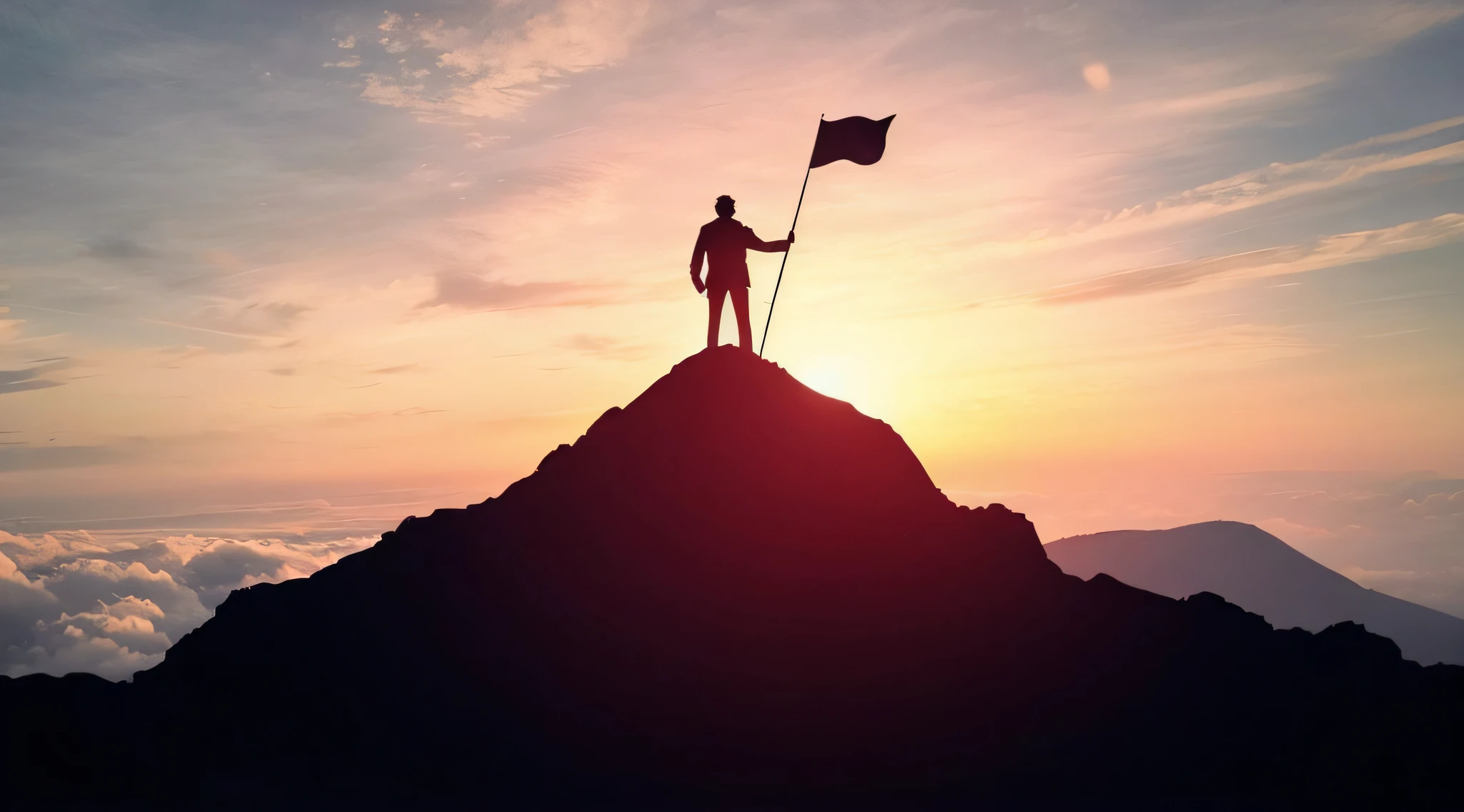 silhouette of a man holding a
flag