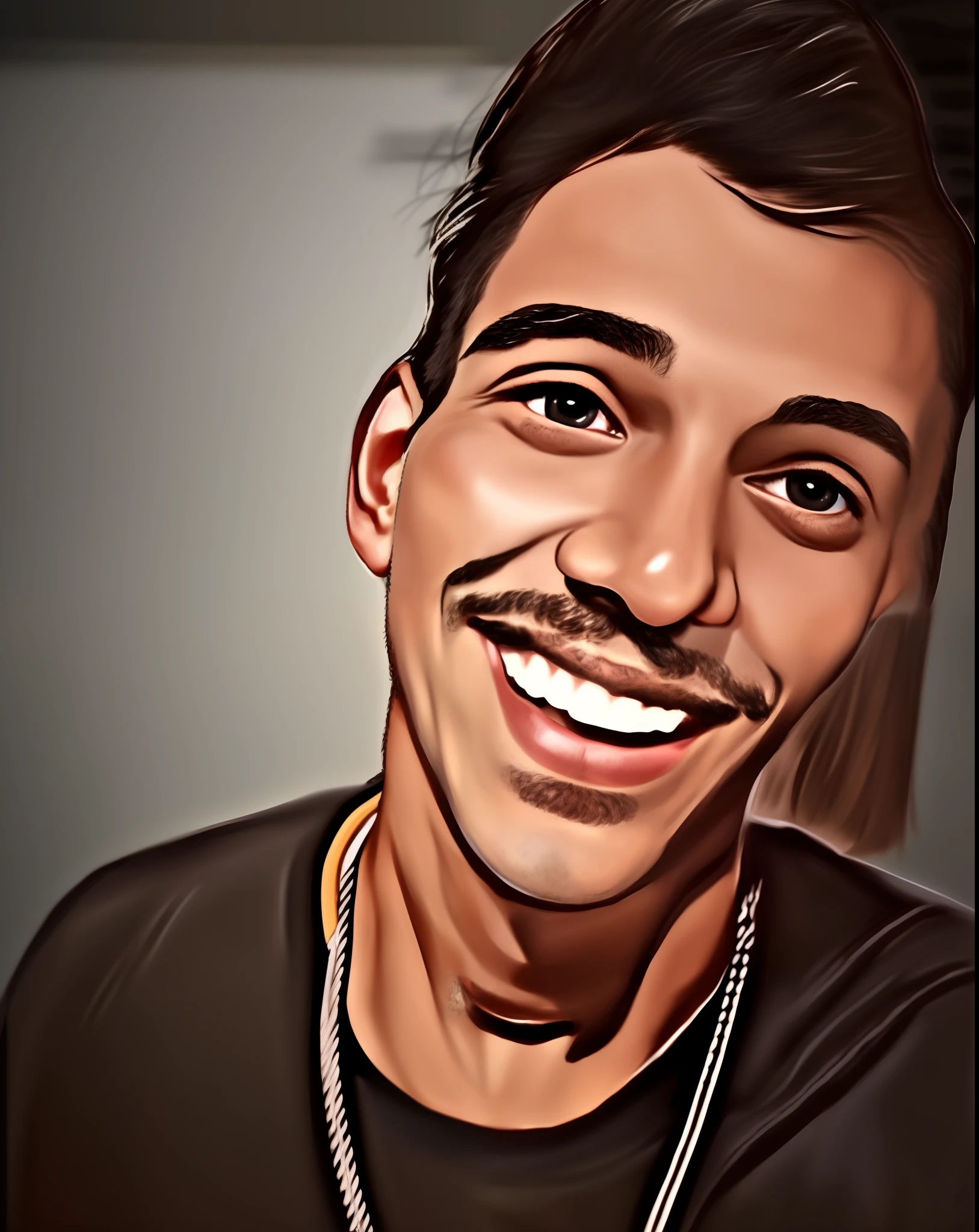 arafed man with a mustache and a moustache smiling, nft portrait, high quality portrait, inspired by Nathan Oliveira, cartoon digital painting, cartoon portrait, digital art. @mariomaniacdude, caio santos, caricature style, portait photo profile picture, realistic portrait, photorealistic!!!!!!! art style, [ digital art ]!!, digital art!!