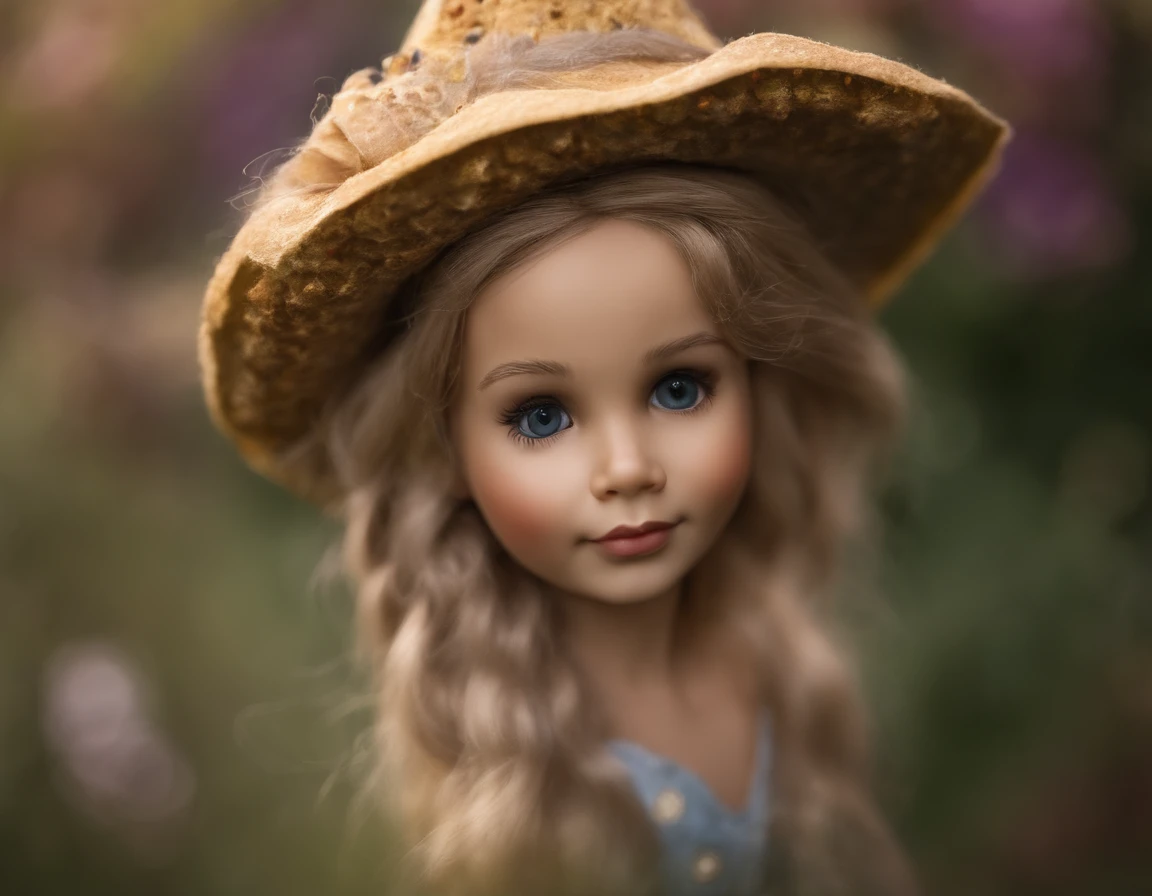 La mejor calidad, Ultra detallado,fotorrealista:1.37), A detailed illustration of girl elf. Once. Tiene llamativos ojos color miel y cabello negro trenzado.. His little ears peek out from under his hat, and she is dressed in a long flowing skirt. The artwork shows vivid colors and a realistic representation of the character.. Lighting creates a warm and magical atmosphere.