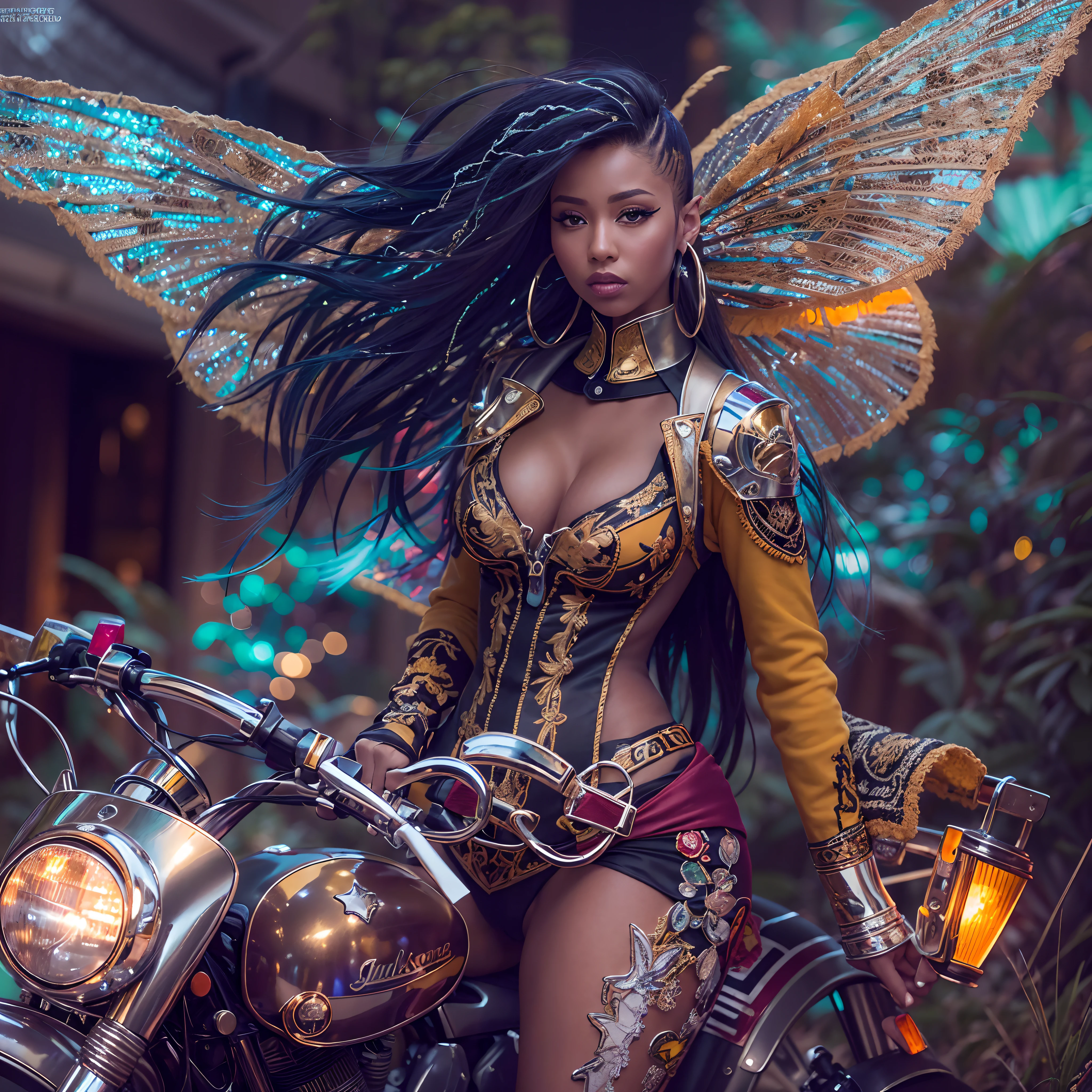 Masterpiece epic sunlight backlight Goddess Beach beholder outdoor urban mounted motorcycle_Harley_Davidson Suncraft Artificier hearth sundrop "Armada" contre-jours moto "Heavy Metal" Devastating Will-o'-the-wisp iota pixie sprite luminescence war battle mature female "luis Royo" dazzling ride bike, Cosplay riders richesse Amiral decorated "Nicki Minaj" Commander jukebox Pilots jacket cow-boy flag Earth sunLight ultra pro-Photorealistic optimal ultra high_quality opengl-shaders ultra high_detail accurate reflex ultra high-resolution perfection graduates volumetric lightning improved Octane_rendues UHD XT3 64K 32K 16K 8K DSLR HDR UnrealEngine5 3dcg shadow deep path Diva analogiques hairstyle dreads bangs extatiques symmetrical athletic african body skin tanmed suave cheekbones effects embarrassed glushes eye-liner saphirs saturate gorgeous dark beautiful eyes black pupils brown iris lazulis turquoise open mouth teeth (tongue droplet water drop of water) obvious smiles choke Floating Jacket Eccentric Cape Levitating Shoulders-Off Shirt Lace Clavicles White Papillotes embroidered leathers breasts reveal sideboob satin livid yellow orange corsait thick felt skirts matching bristles ample swinging spinels navel waist belt-chastity revealing heart diamond padlock silver agate pubis scarlet pubis-hairy indigo bristles protrusions silk Snap-lock tin gold garters thighs legs stainless steel boots gothic onyx, rubis summon milkweed floraison invoque viceroy magic incandescente creature CGSCOSITY butterfly Cristallines Wings (EOS R6 135mm 1/1250s f/2.8 ISO400) Monarch, Canon-ion flash blow glow opale impact, straight outfits armor heavy chrome flat rune lava bands population Tourmaline glyphe plasma cuivre "cyberpunk" sun background forest Equirectangular_360 glass mirror monster Fire Blast Flame Engravings Chef-D' tattoo (par Michelangelo) Bruce_Weber sex girls naked nsfw varied multi etc.