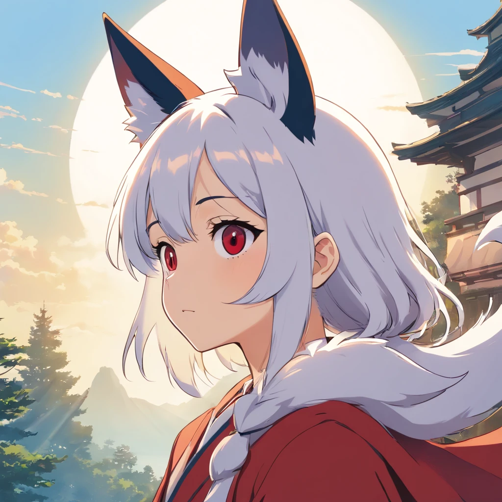 (fundo branco:1.4), (Silhouette of the head of a girl with fox ears, cabelos negros, olhos fechados, cabelos negros longos, with very elegant red coat and with pudôr, cabelo preto roupa de maga, O Deus Original), (anime illustration:1.3,japanesepopartstyle:1.3,),( Reasonable design, linhas claras, Alta nitidez, melhor qualidade, Very detailed, master part, Efeito de luz do filme, 4k ,Figuras de corpo inteiro coberto elegante)