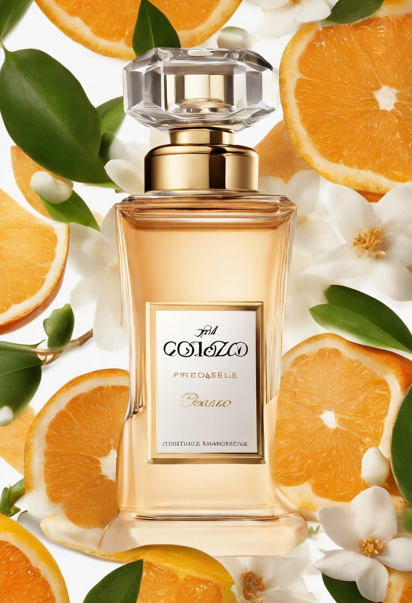 Produce a stunning image of the Coco Mamademoiselle perfume that conveys elegance and sophistication. Imagine um fundo escuro e um frasco deslumbrante do perfume no centro, banhado por uma suave luz. capture a essencia das notas florais e citricas no ar, com toque s sutis de rosa e baunilha ao lado do frasco.
