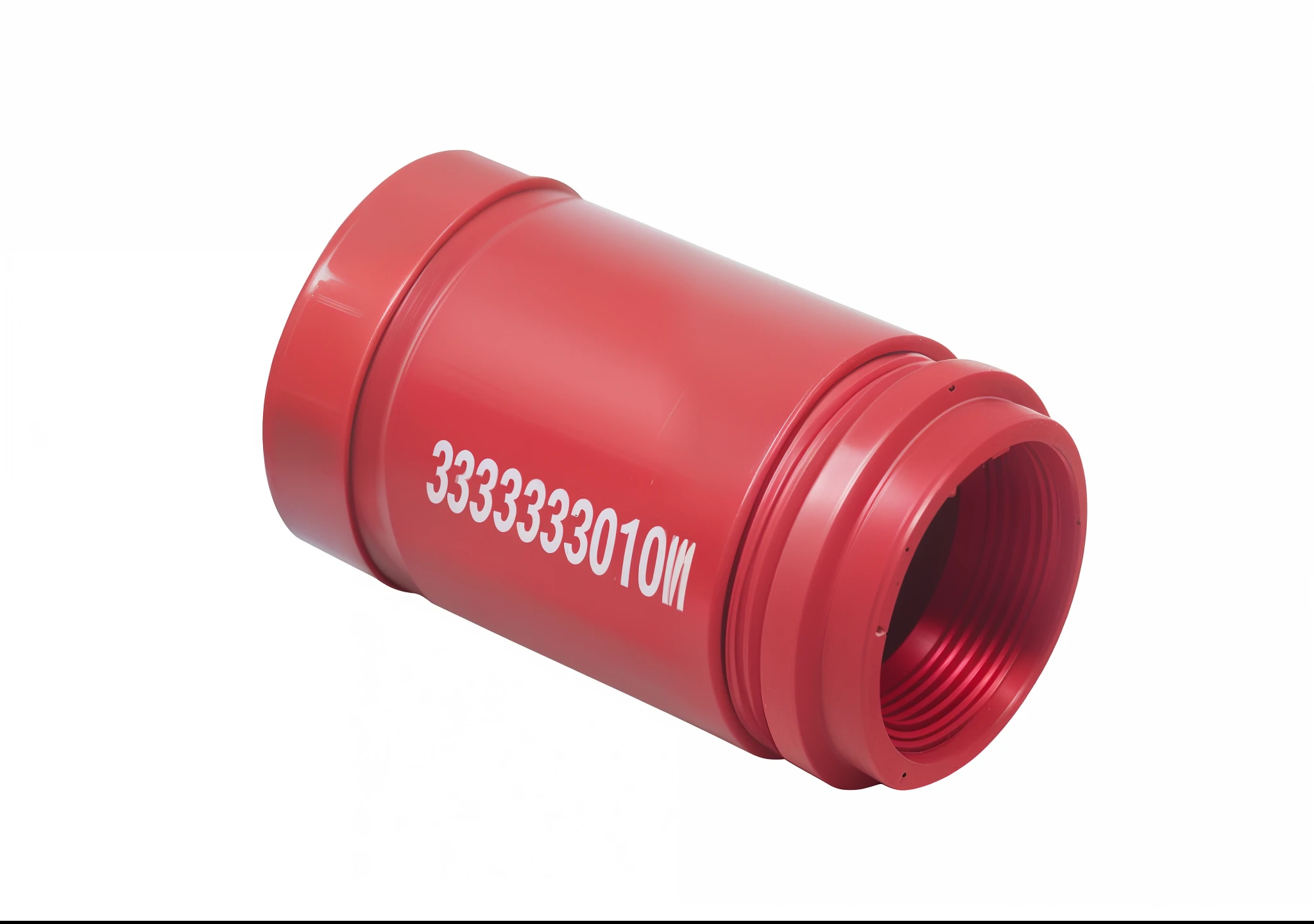 Close up of red plastic pipe on white background, red mechanical body, full-shot, full-shot, low shot, SSAO, medium shot taken from behind, 33mm, 3 3 mm, Nostalgia, VTM, detailled image, low shot, red only, 3 2 mm, 24 35 mm, Drawn, Product photo